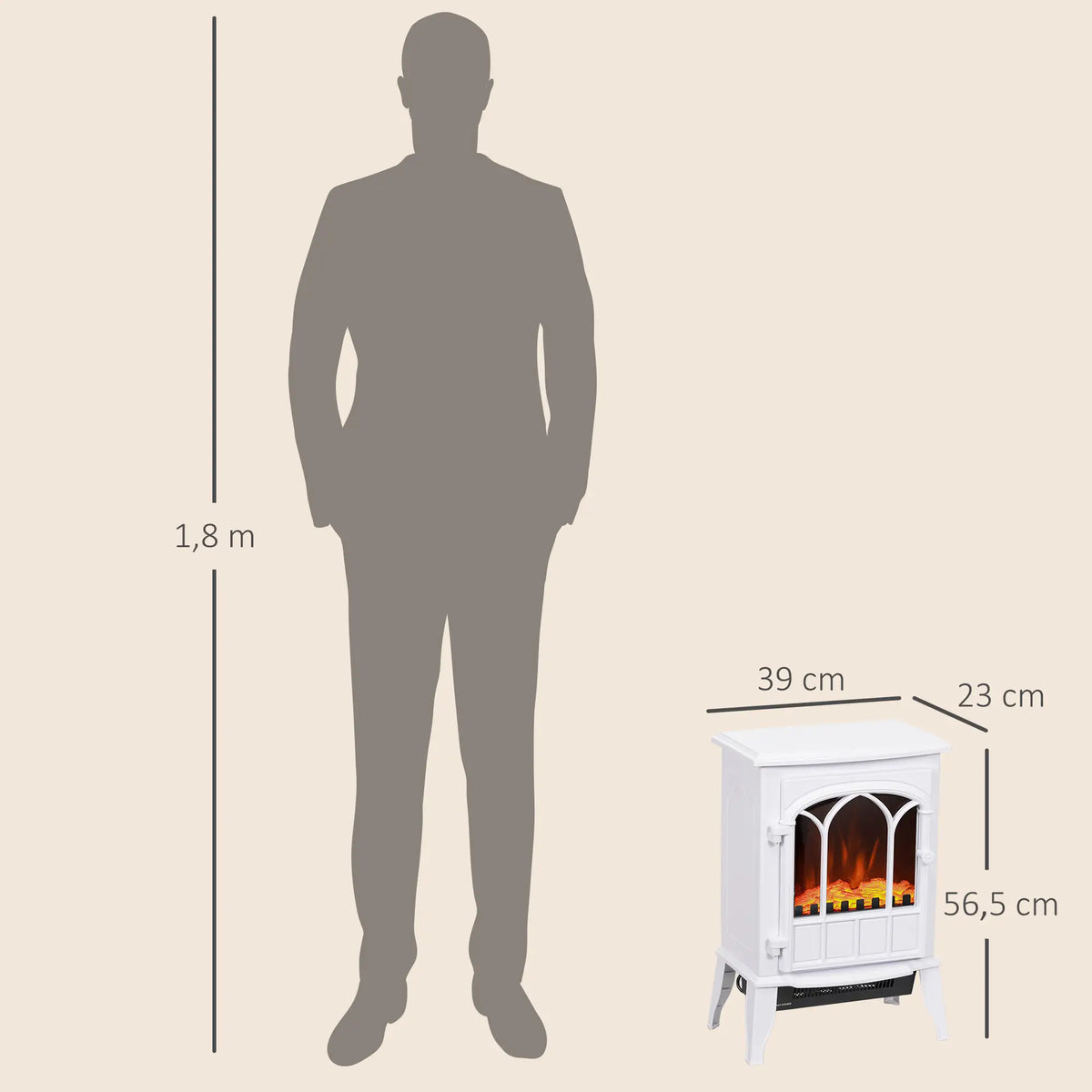 🔥 CHIMENEA ELÉCTRICA WHITE COZY 2000 – BLANCA DE PIE CON LLAMA LED Y CALEFACCIÓN REGULABLE