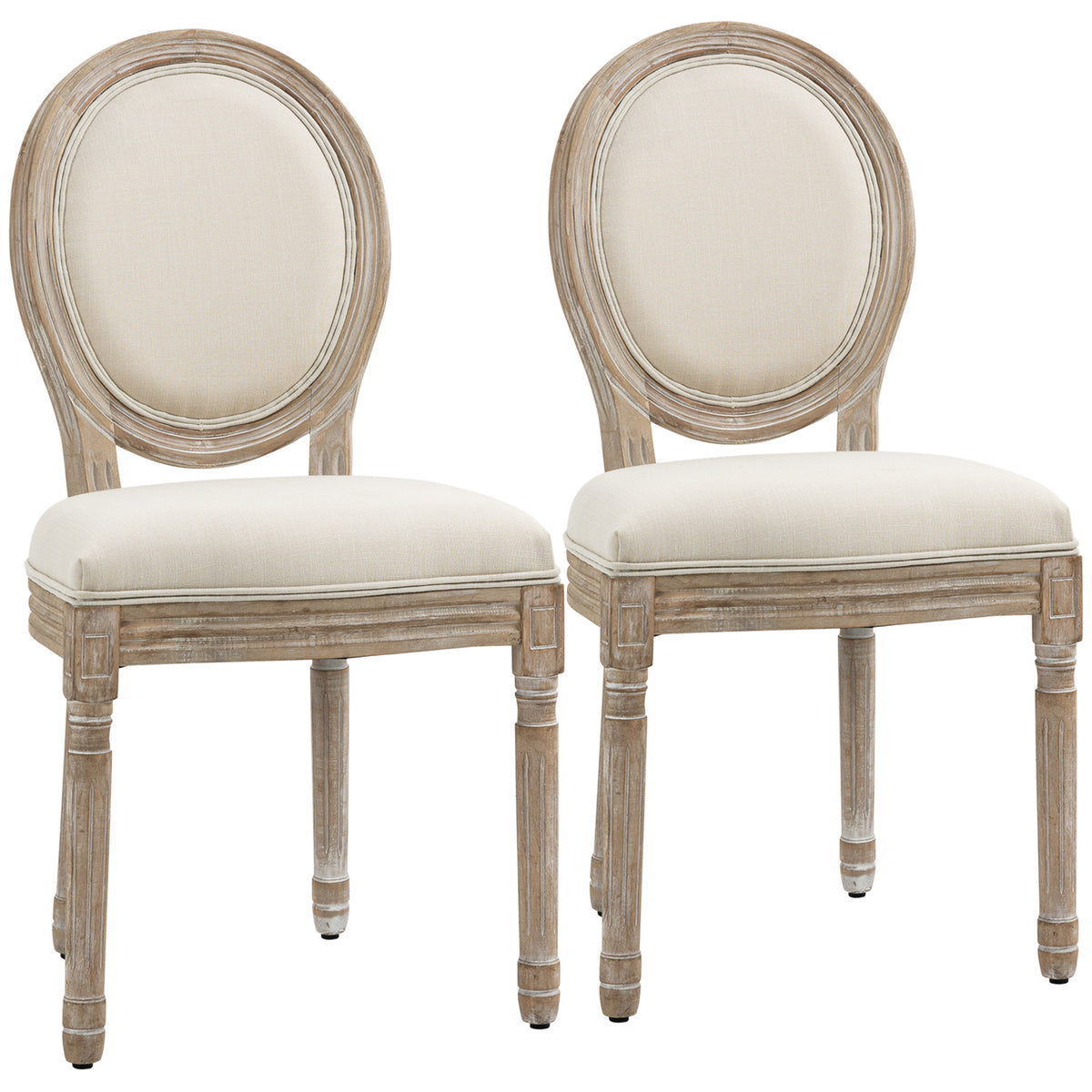 🪑 PACK 2 SILLAS MEDALLÓN VERSALLES – ESTILO LUIS XVI EN BEIGE CON MADERA MACIZA