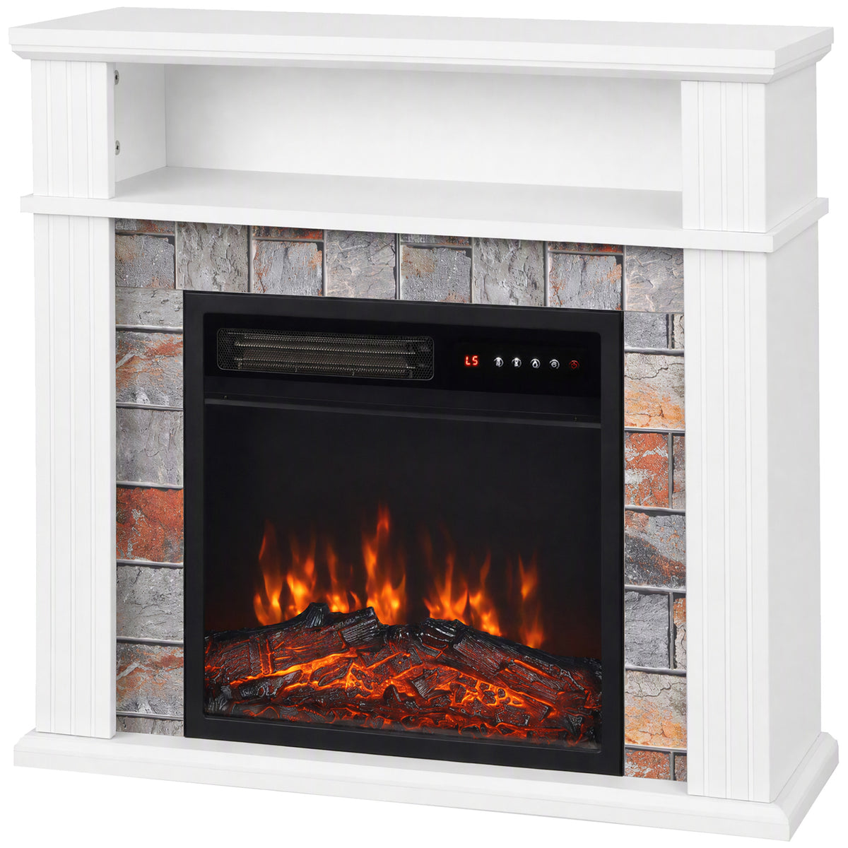 🔥 CHIMENEA ELÉCTRICA WHITE ELEGANCE 88 – BLANCA CON REPISA, EFECTO LLAMA Y CALEFACCIÓN DE 1800 W