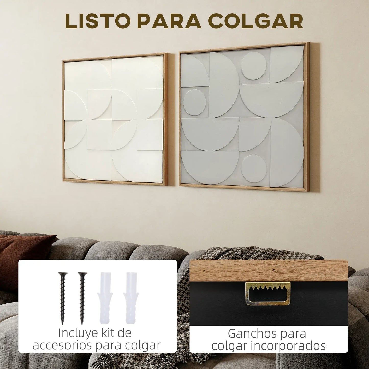 🖼️ CUADROS DECORATIVOS 3D DE PARED – SET DE 2 CUADROS MODERNOS 80 × 80 CM PARA SALÓN, DORMITORIO Y RECIBIDOR