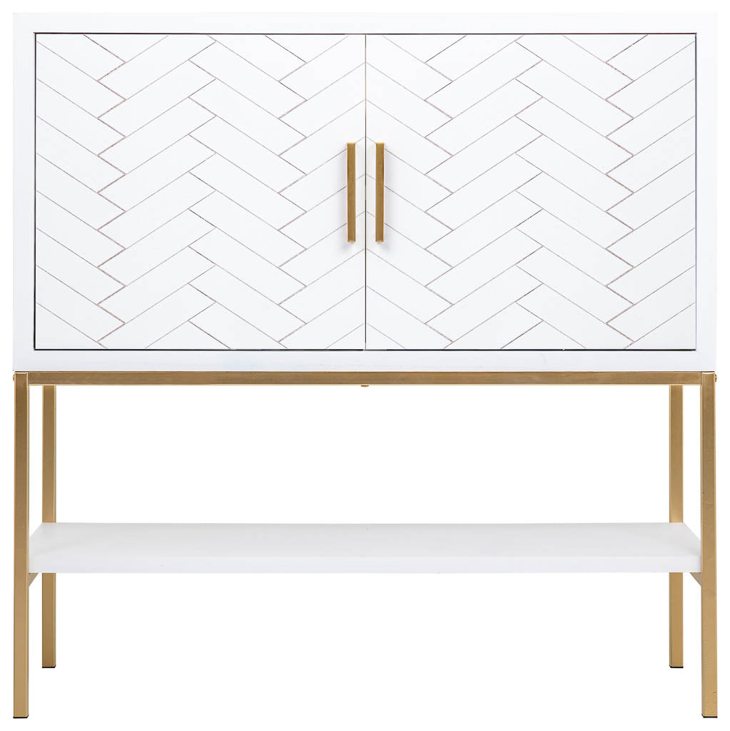 APARADOR MARTA DE MADERA Y METAL BLANCO 2 PUERTAS Y LEJA VISTA image 3