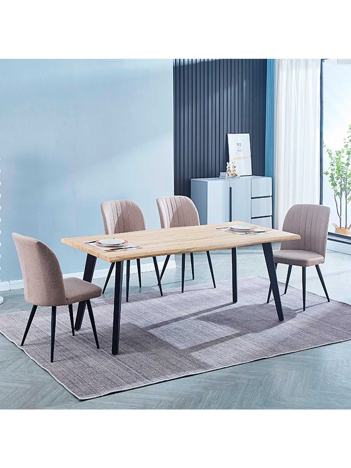 Mesa de comedor Regatta rectangular diseño nórdico cambria/negro image 1
