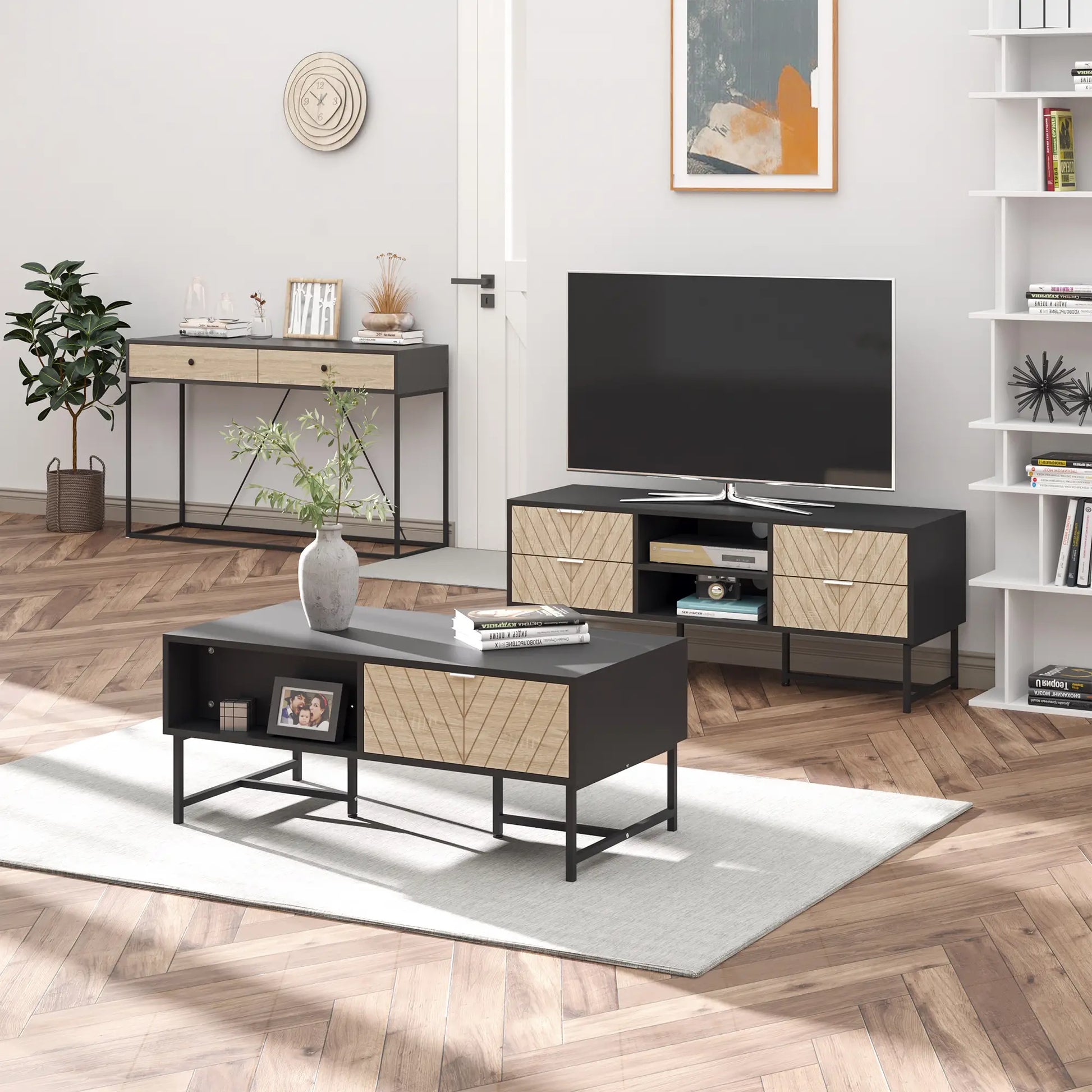 CONSOLA MODERNA INDUSTRIAL “URBAN METAL DOUBLE DRAWER” image 1