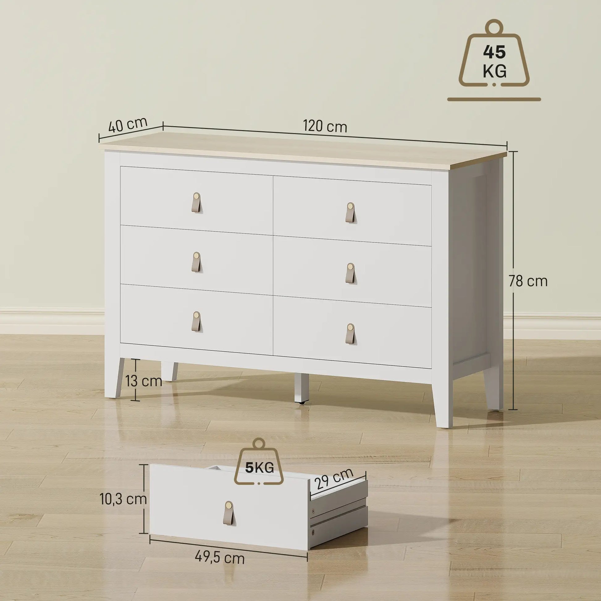 CÓMODA SIXDRAWER PU BLANCA image 5