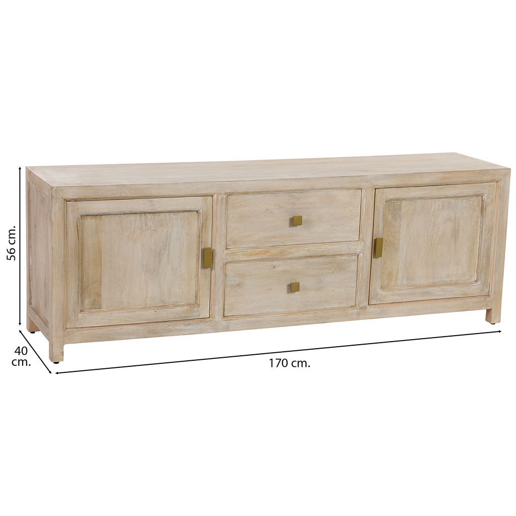 MUEBLE BAJO ALMA DE MADERA BLANCA 2 PUERTAS + 2 CAJONES image 2