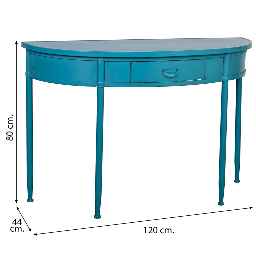 RECIBIDOR ALKA DE METAL AZUL ENVEJECIDO 1 CAJÓN image 2