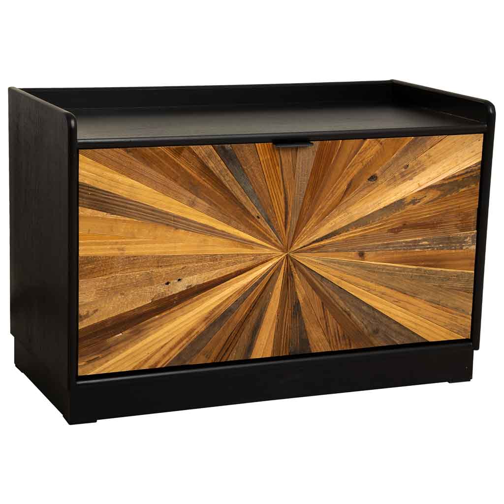 BANCO ZAPATERO TAKI DE MADERA RECUPERADA NEGRA image 0