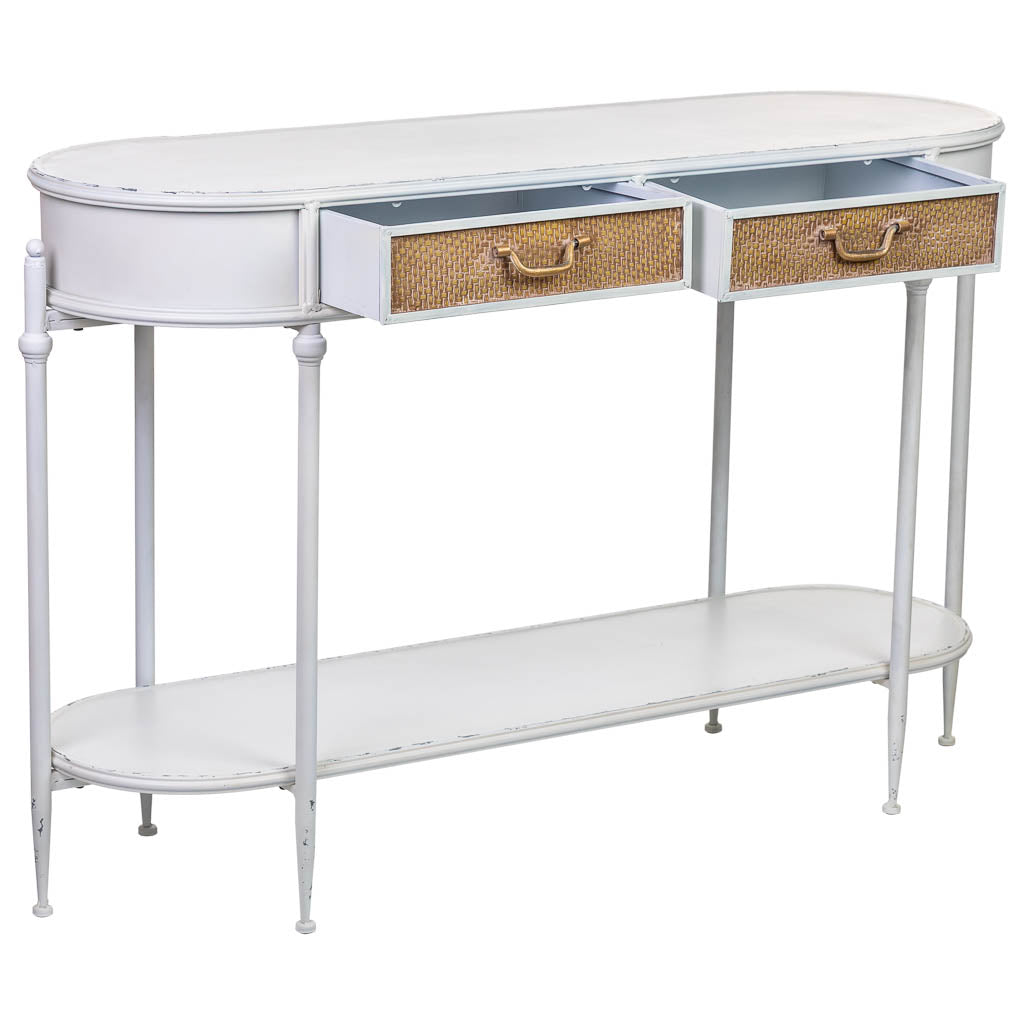 KIT RECIBIDOR ALKA DE METAL BLANCO ENVEJECIDO 2 CAJONES + 1 BALDA image 3