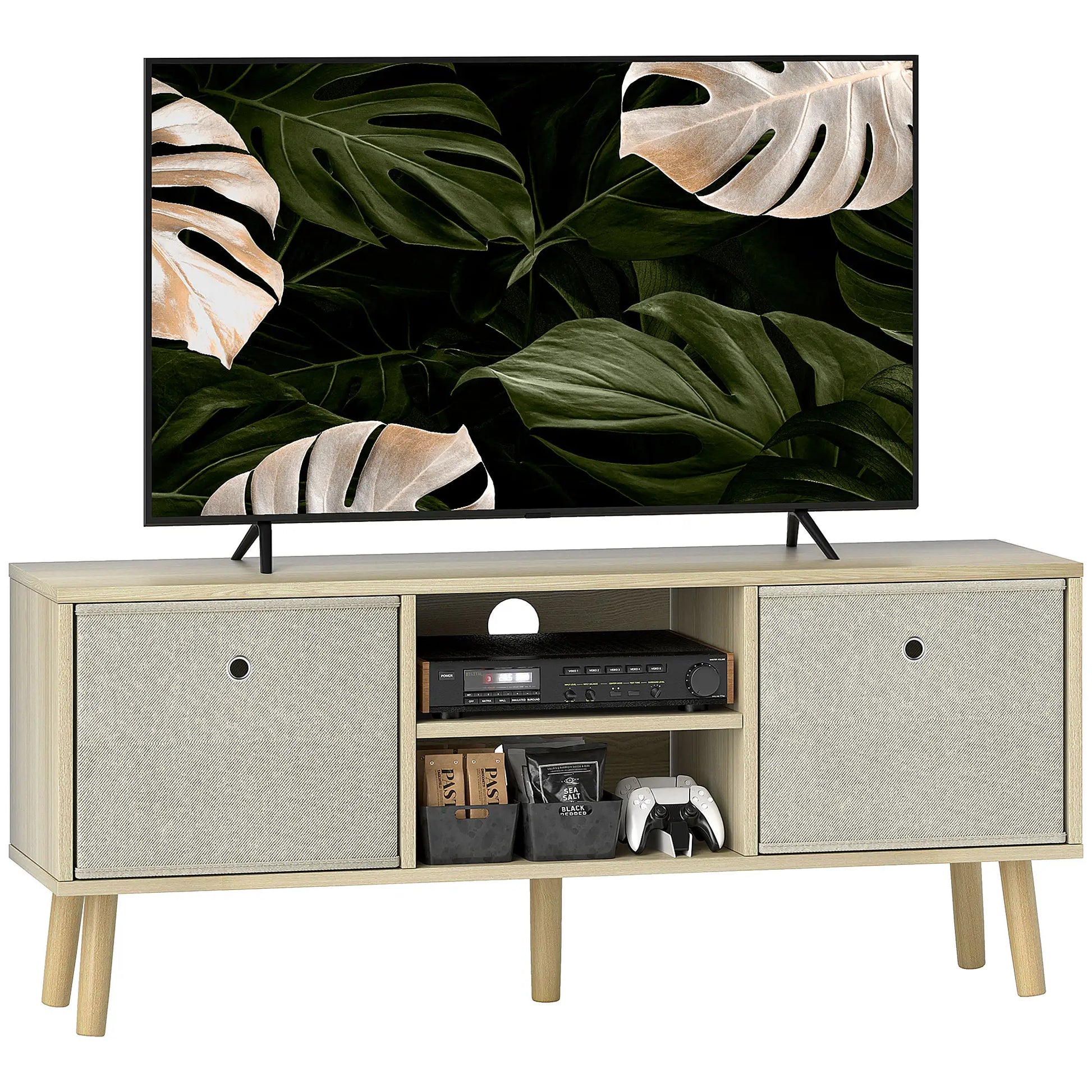 MUEBLE TV 110 CM MADERA CLARA & BEIGE image 4