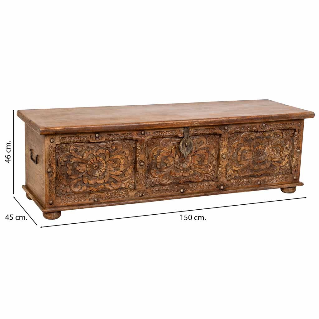 MUEBLE BAÚL BAJO DALIAN ARTESANAL DE MADERA MACIZA image 2