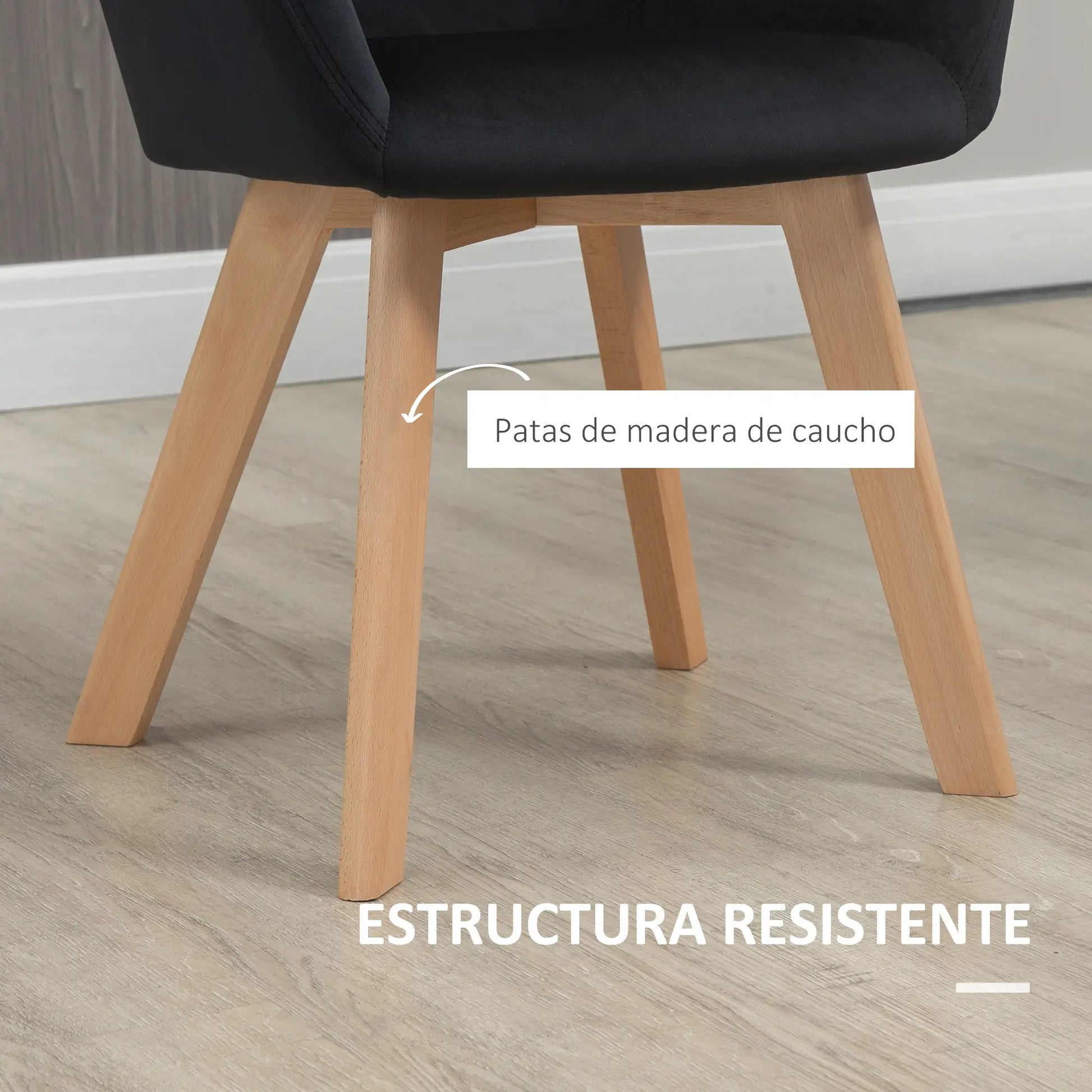 JUEGO DE 2 SILLAS DE COMEDOR MODERNAS TAPIZADAS EN TERCIOPELO – COLOR NEGRO image 8