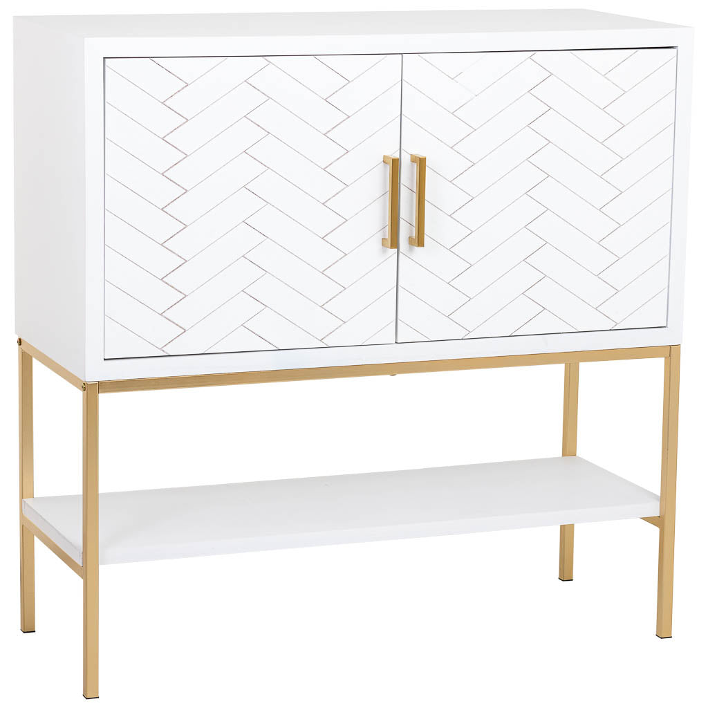 APARADOR MARTA DE MADERA Y METAL BLANCO 2 PUERTAS Y LEJA VISTA image 0