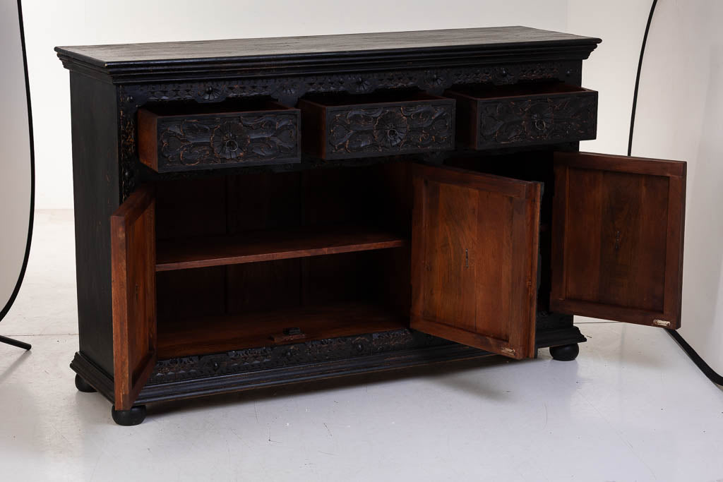 APARADOR DALIAN BLACK ARTESANAL 3 CAJONES Y 3 PUERTAS image 1