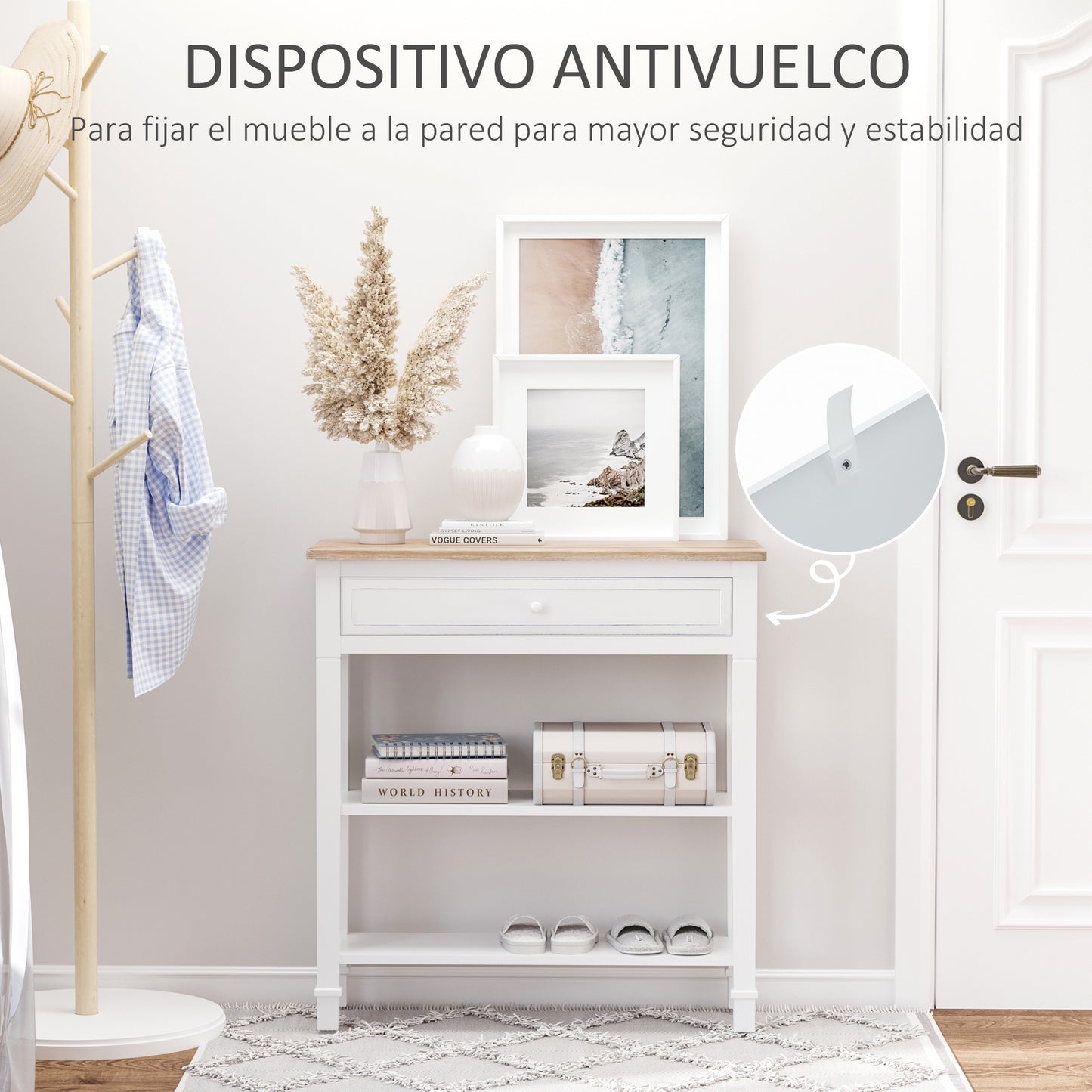 CONSOLA RETRO BLANCA “VINTAGE ENTRY ONE DRAWER” image 4