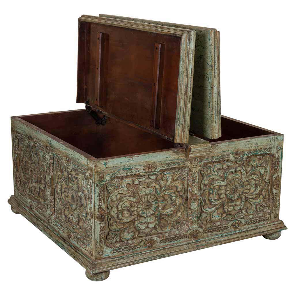 MESA BAÚL DE CENTRO DALIAN ARTESANAL VERDE AGUAMARINA image 6