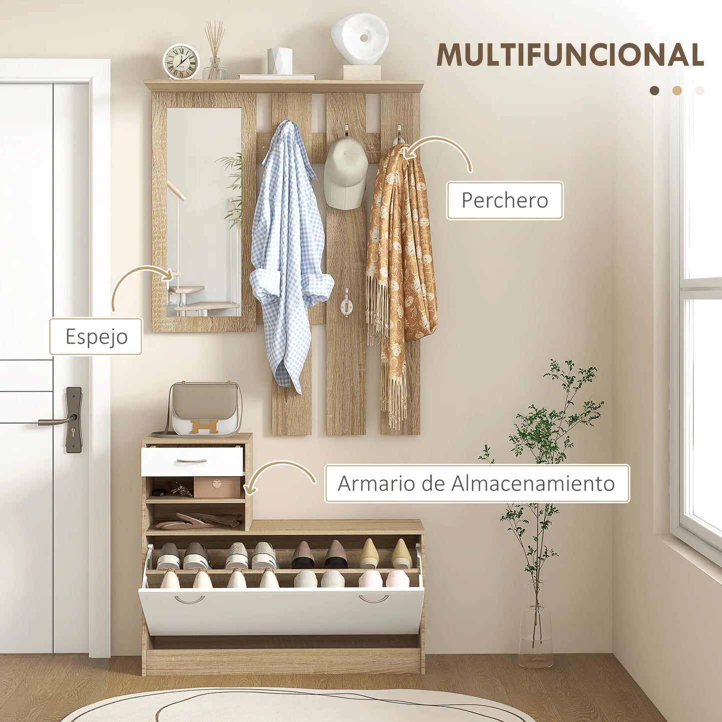 RECIBIDOR COMPLETO MIRROR&STORE 3 EN 1 image 3