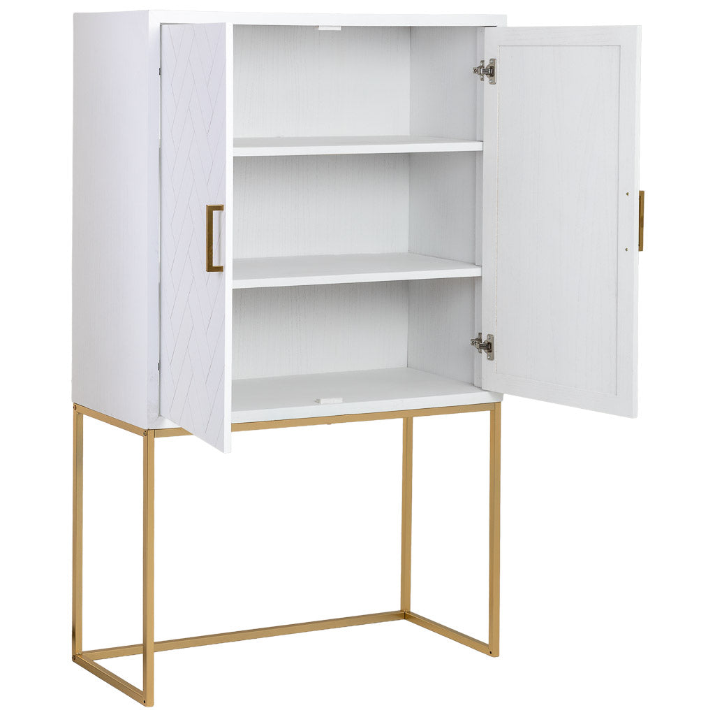 ARMARIO ALTO MARTA DE MADERA Y METAL BLANCO 2 PUERTAS image 1