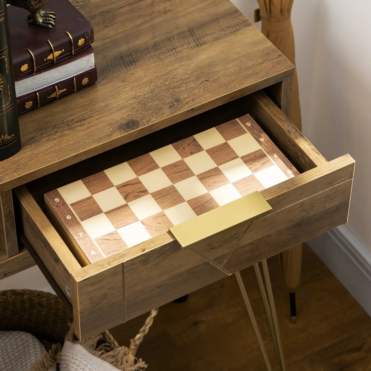 CONSOLA DE ENTRADA “BRONZE GEOMETRIC 2 DRAWERS” image 2