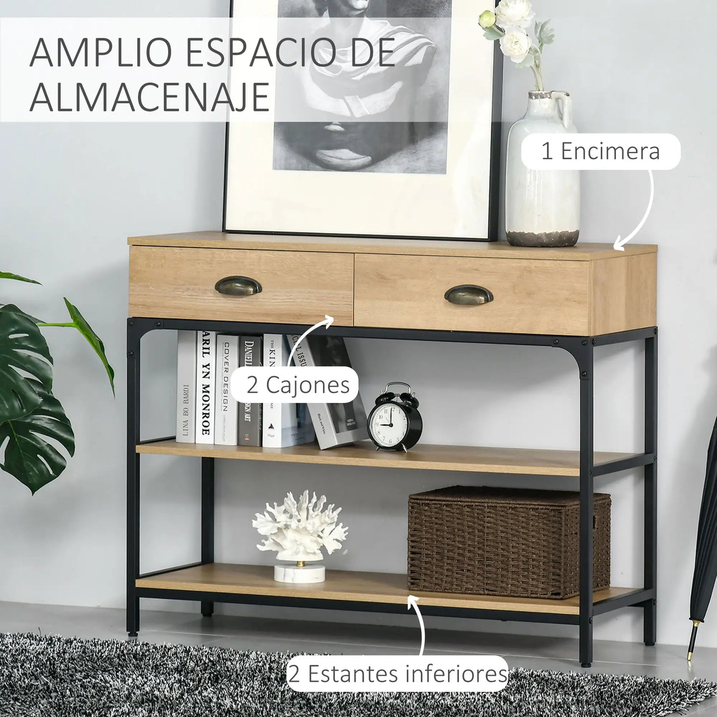 MESA RECIBIDOR ROBLE ACERO “URBAN DUO STORAGE” image 7