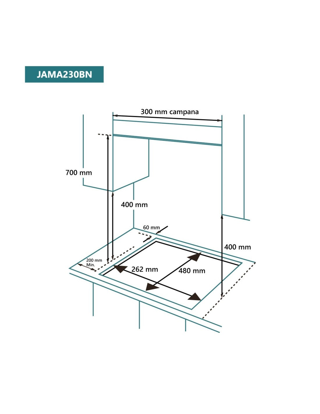 🔥 Encimera de Gas Johnson JAMA230BN Cristal Negro – 30 cm con 2 Fuegos