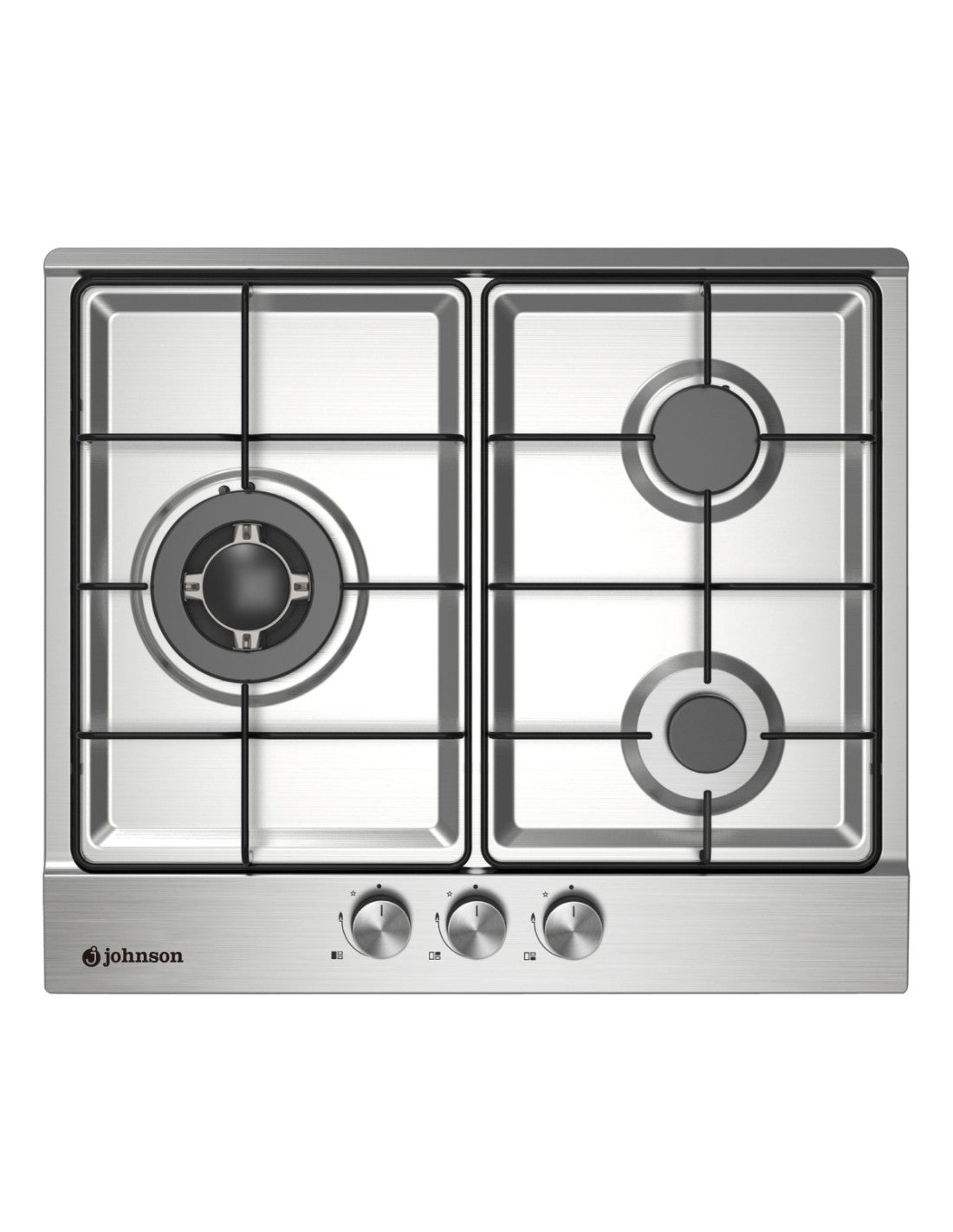 🔥 Encimera de Gas Johnson JAMA3BX1 Inox – 60 cm con 3 Fuegos y Triple Llama