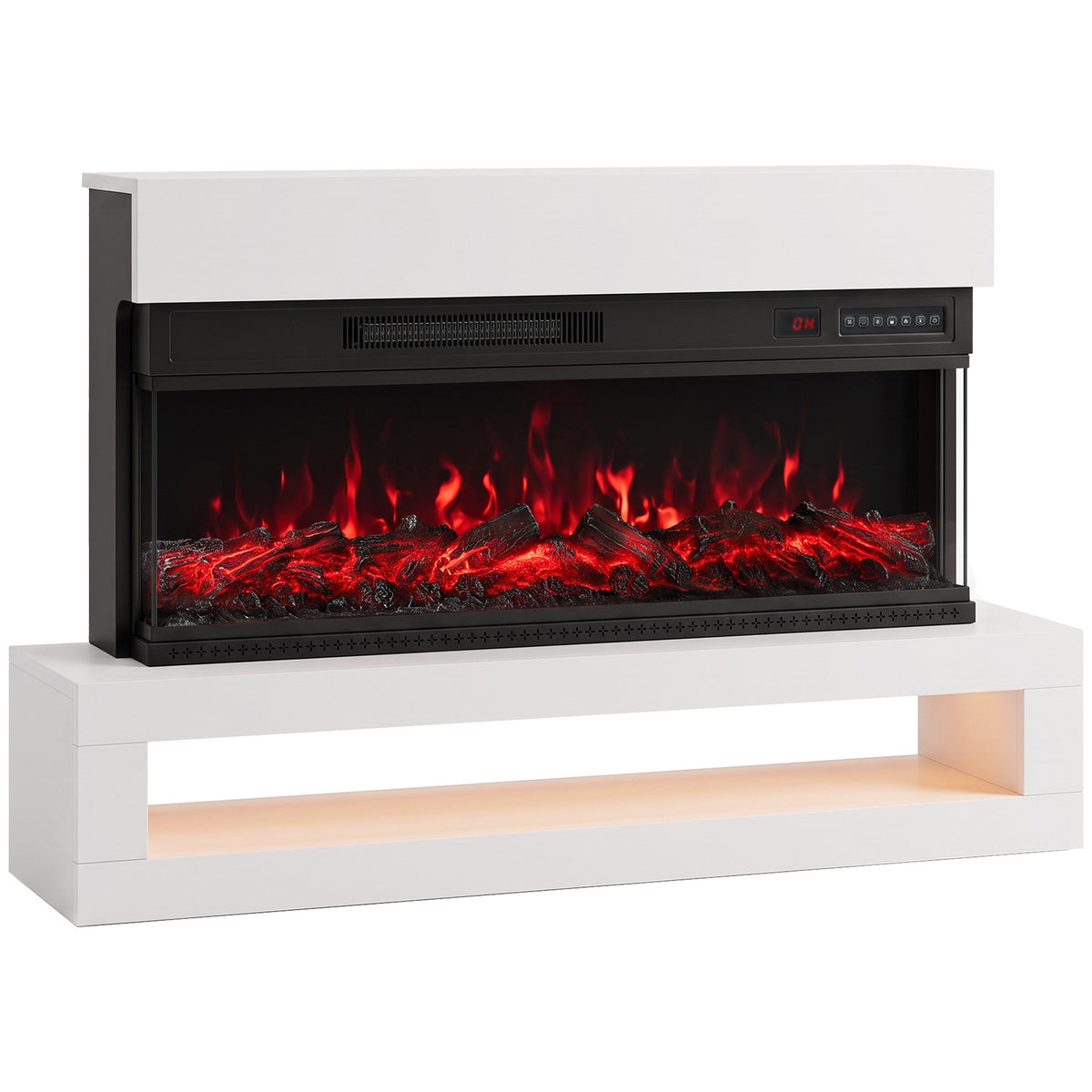 🔥 CHIMENEA ELÉCTRICA PANORAMIC FLAME 110 – BLANCA CON LLAMAS 3D, MUEBLE TV Y LUZ LED