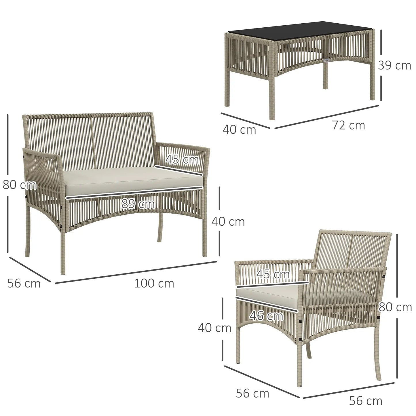 CONJUNTO DE MUEBLES DE TERRAZA DE RATÁN 4 PIEZAS TERRACONFORT CAQUI image 1