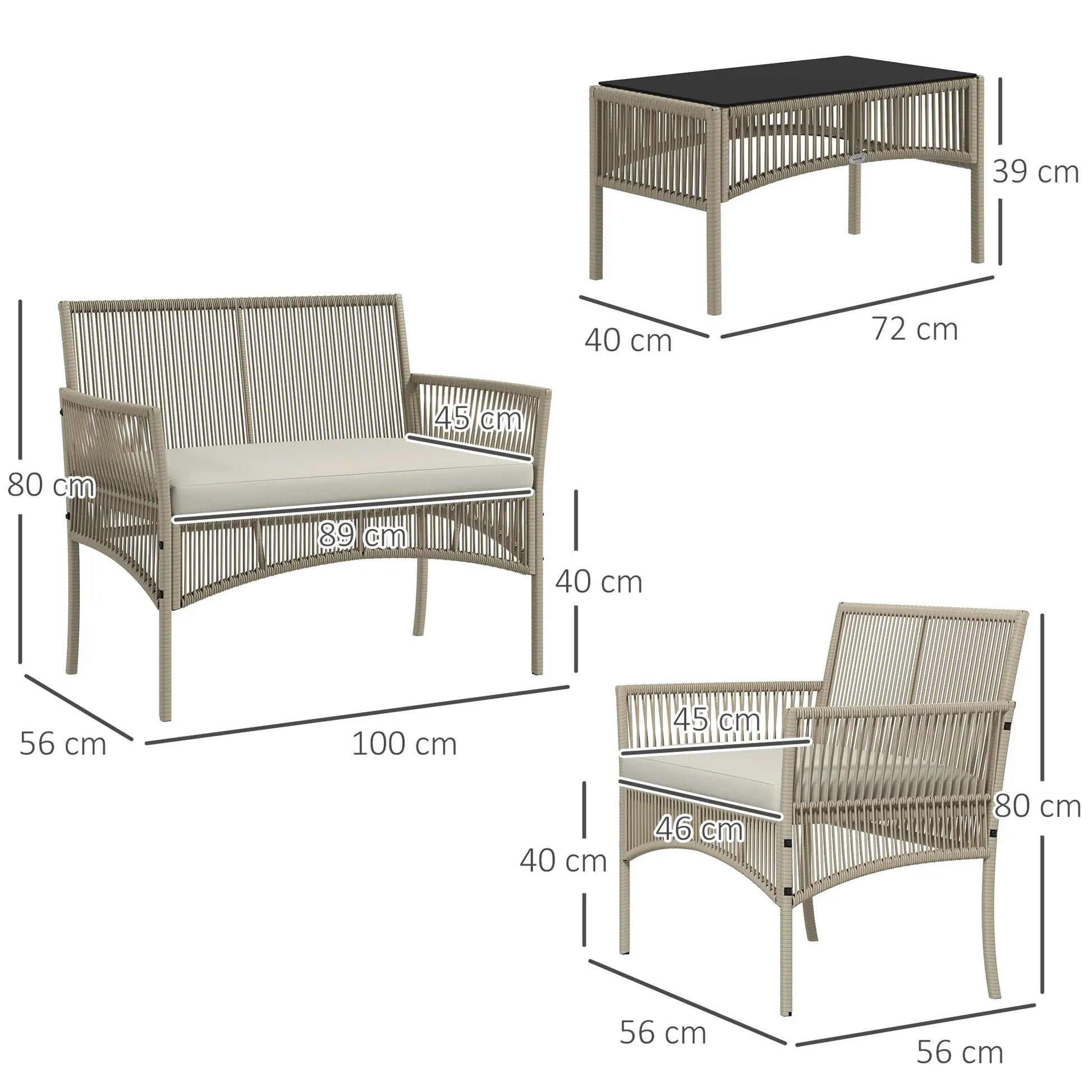 CONJUNTO DE MUEBLES DE TERRAZA DE RATÁN 4 PIEZAS TERRACONFORT CAQUI image 1