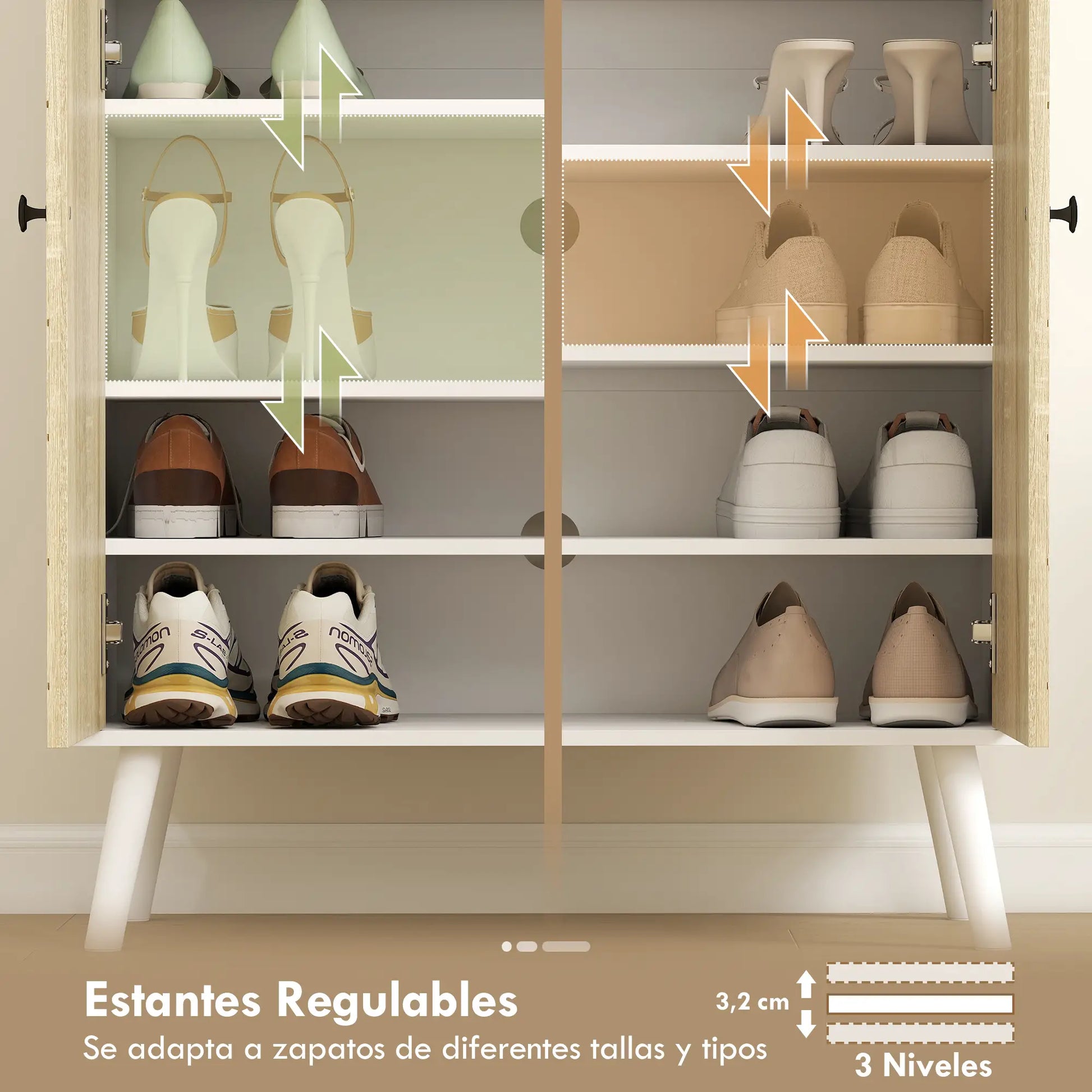 ZAPATERO DE ENTRADA NÓRDICA 12 CON CAJÓN Y ESTANTES AJUSTABLES image 9