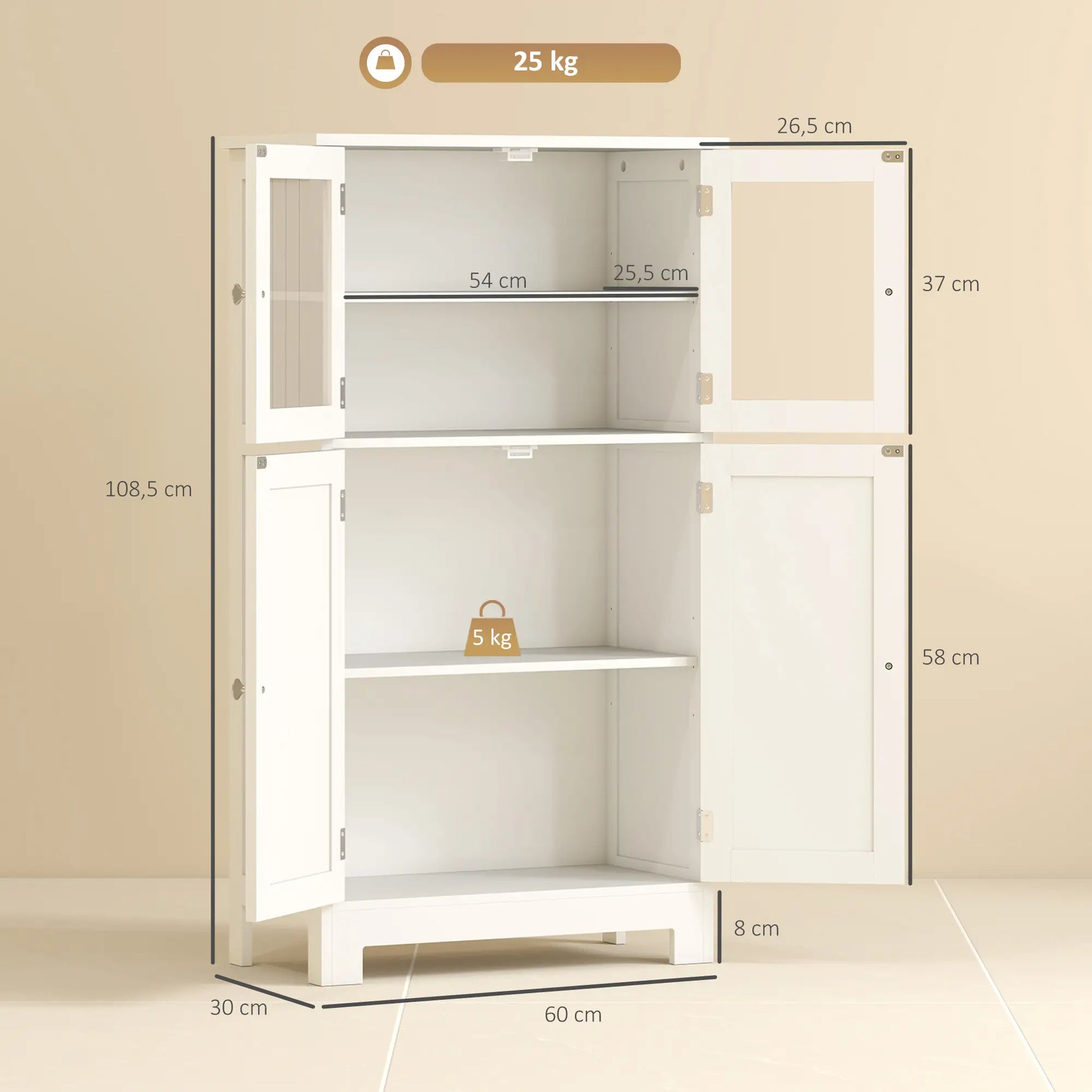 ARMARIO AUXILIAR DE BAÑO LUMEN GLASS 60 BLANCO image 3