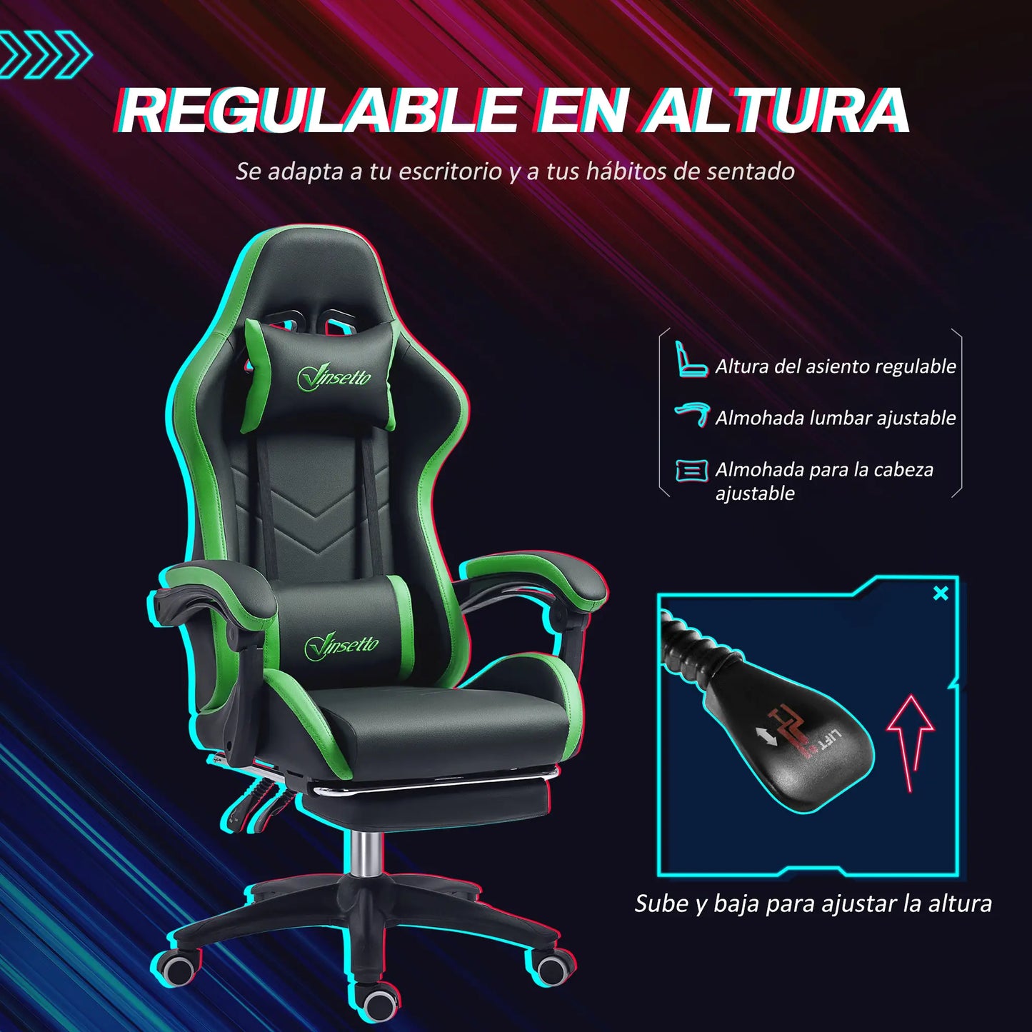 SILLA GAMING MODELO GREENRACE PRO image 6
