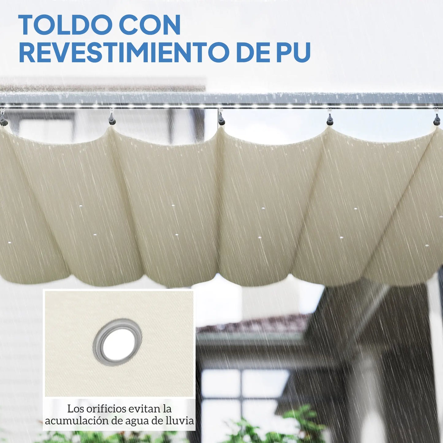 PÉRGOLA DE ALUMINIO SOLARYA 430 LED CON TECHO RETRÁCTIL Y LUCES SOLARES image 5