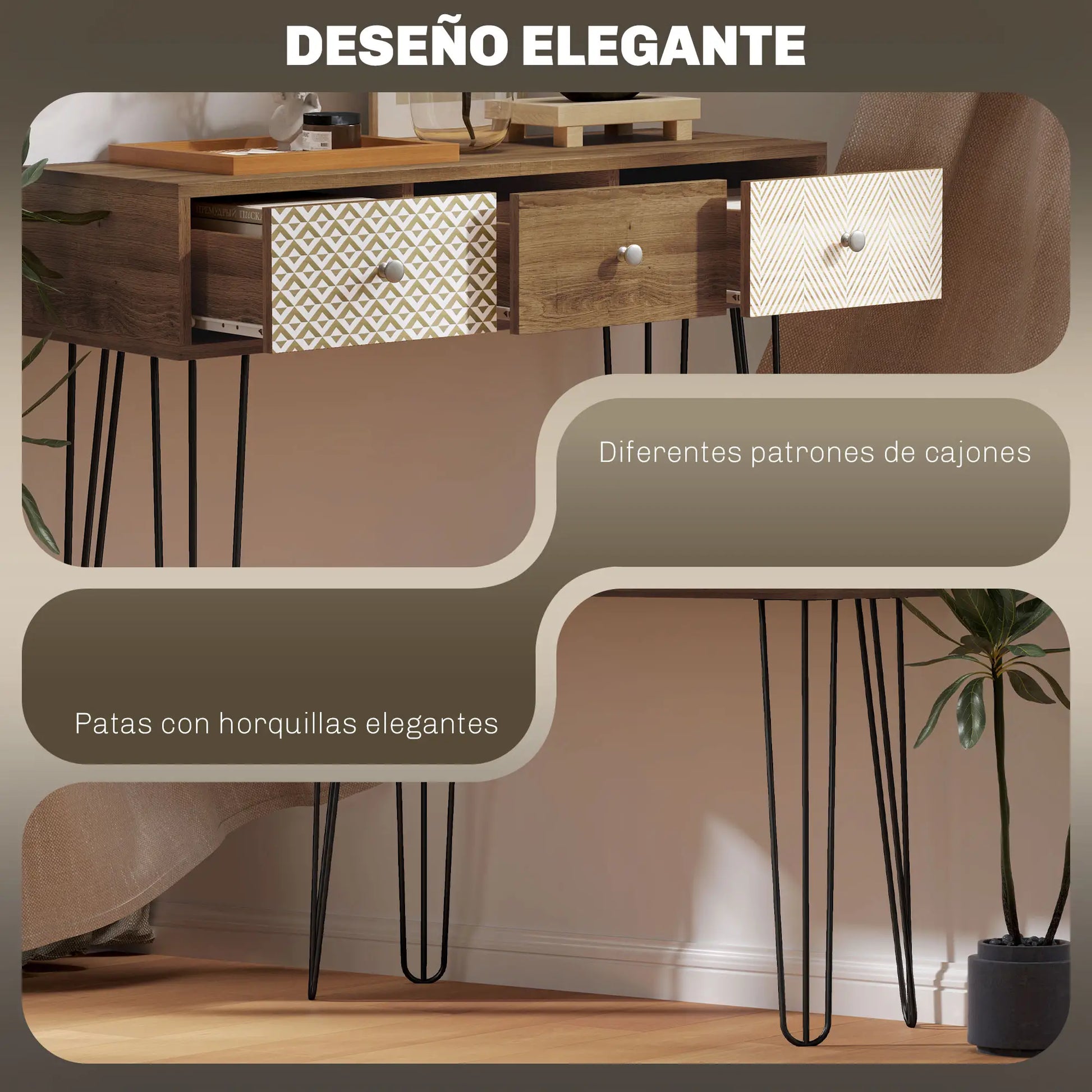 MESA CONSOLA BOHEMIA “NATURAL HARP 3 DRAWERS” image 8
