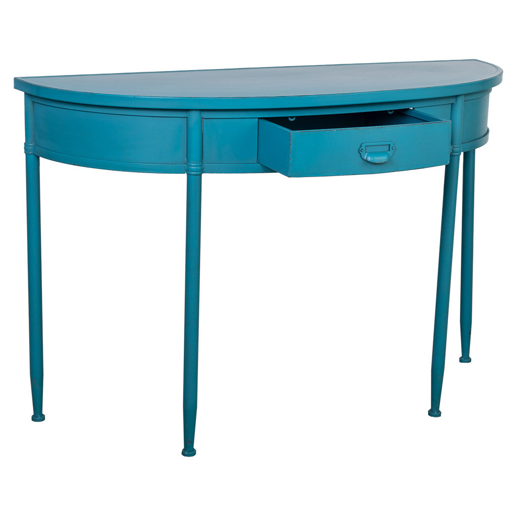 RECIBIDOR ALKA DE METAL AZUL ENVEJECIDO 1 CAJÓN image 1