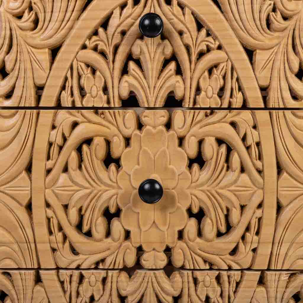 MESITA DE MADERA MARRÓN DE 3 CAJONES – COLECCIÓN DAVIS image 2