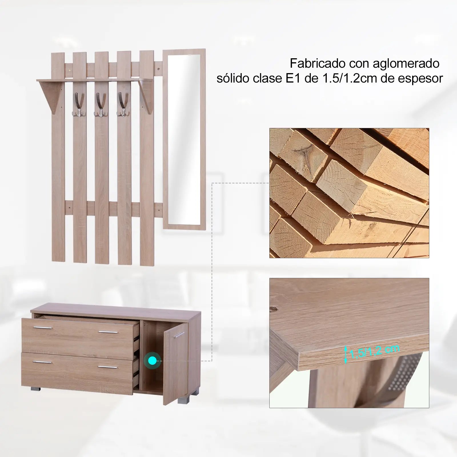 RECIBIDOR ROBLE HOMEWELCOMER 3 EN 1 image 4