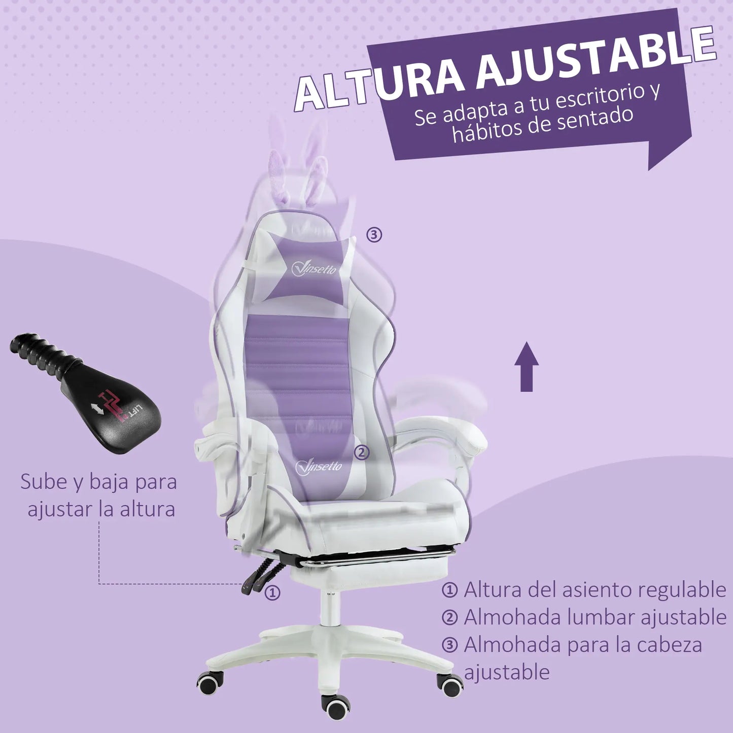 SILLA GAMER MODELO PURPLEBUNNY image 6