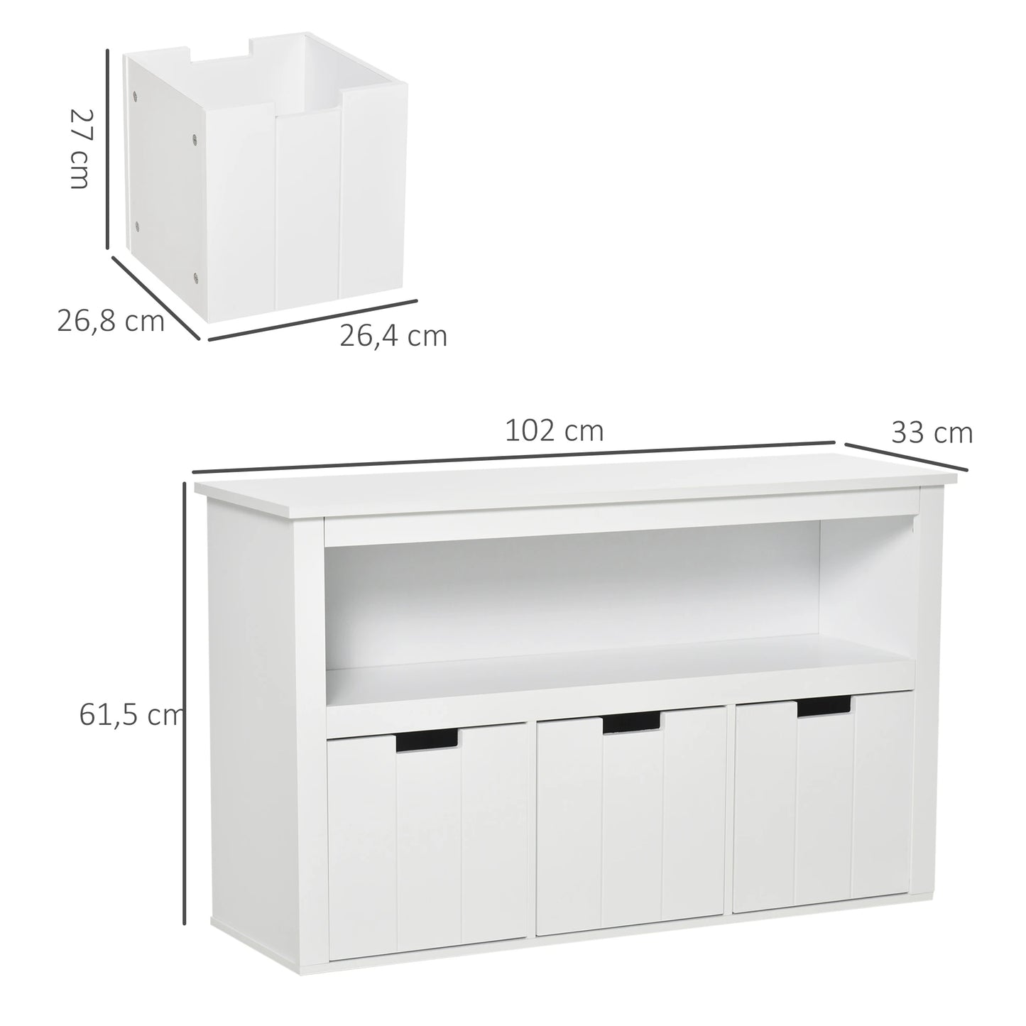 APARADOR DE SALÓN BLANCO CON 3 CAJONES Y ESTANTES – MODELO NORDIK image 2