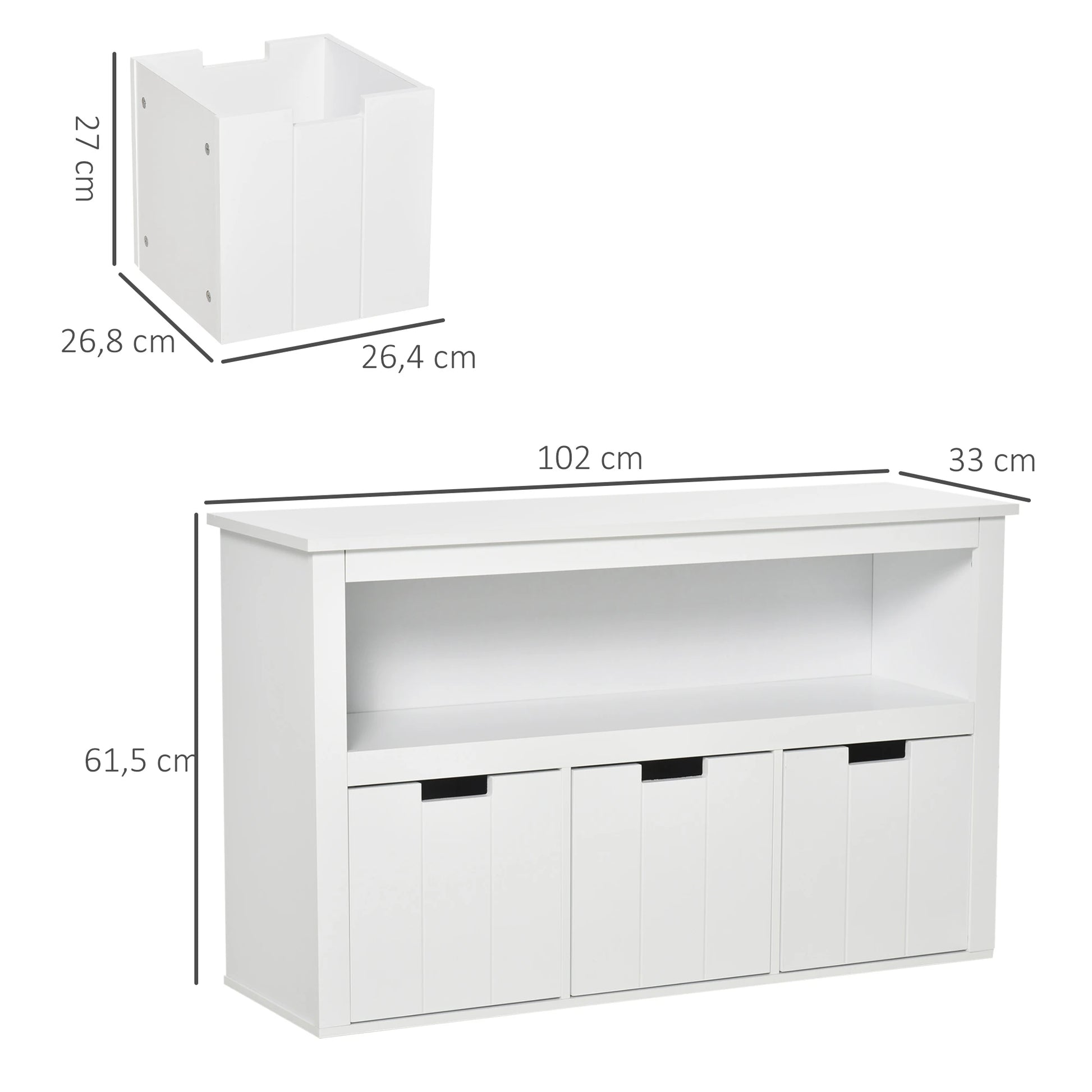 APARADOR DE SALÓN BLANCO CON 3 CAJONES Y ESTANTES – MODELO NORDIK image 2