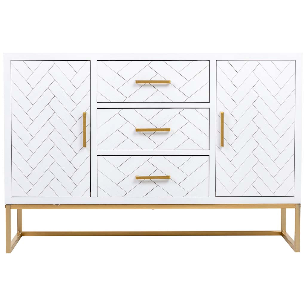 APARADOR MARTA DE MADERA Y METAL BLANCO 3 CAJONES + 2 PUERTAS image 3