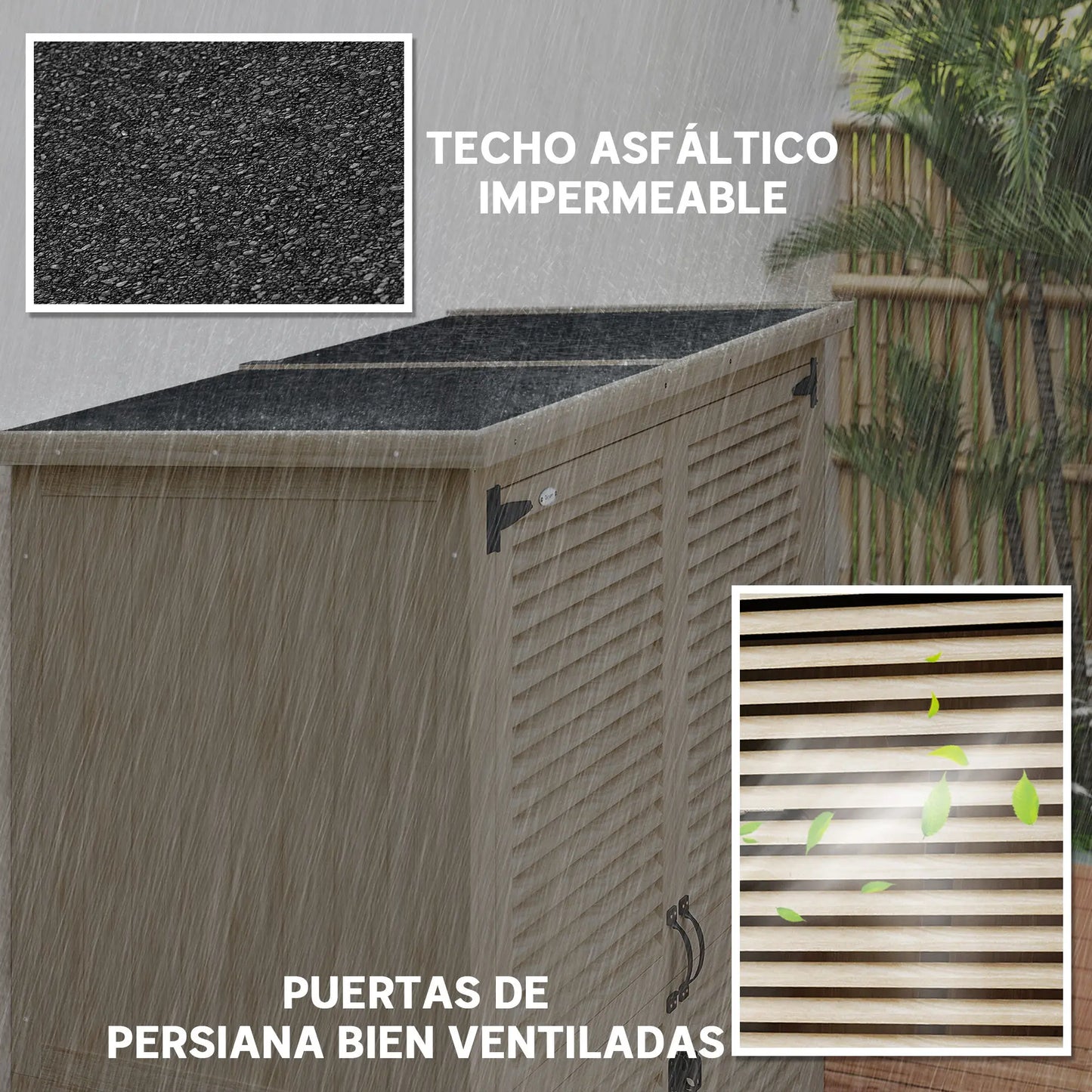 ARMARIO DE JARDÍN NATUREBOX – MADERA NATURAL CON PUERTAS DE PERSIANA image 1