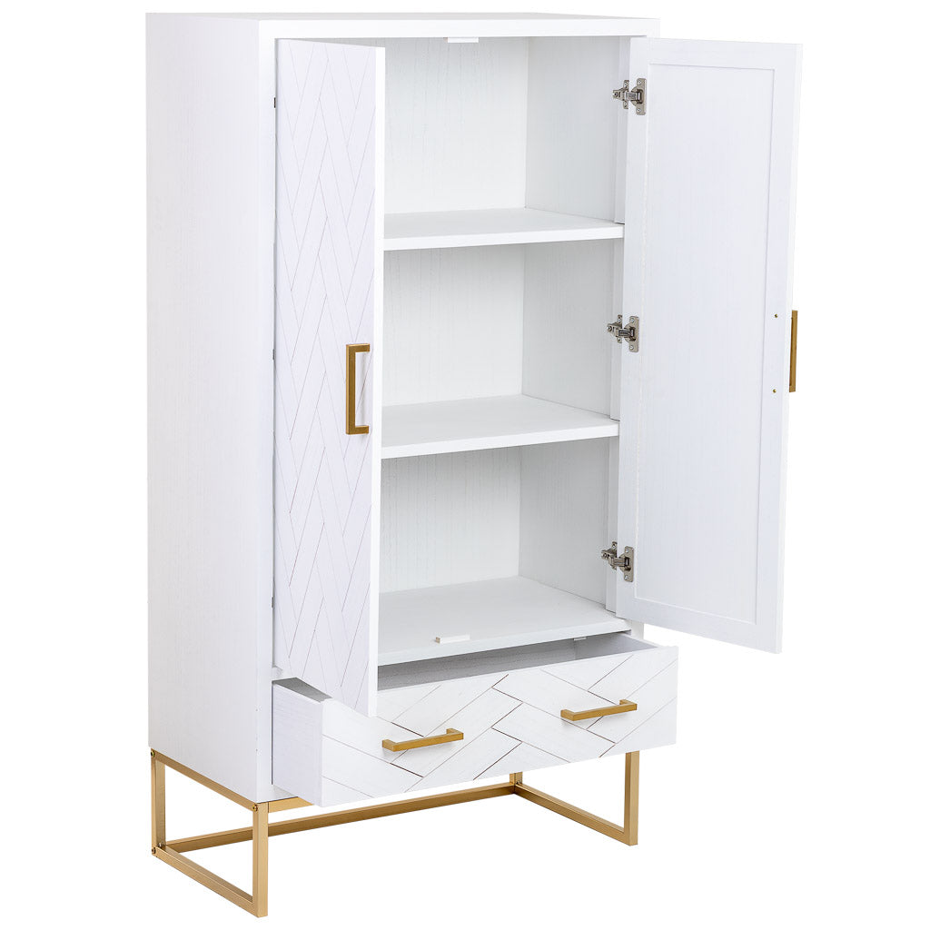 ARMARIO MARTA DE MADERA Y METAL BLANCO 2 PUERTAS Y 1 CAJÓN image 1
