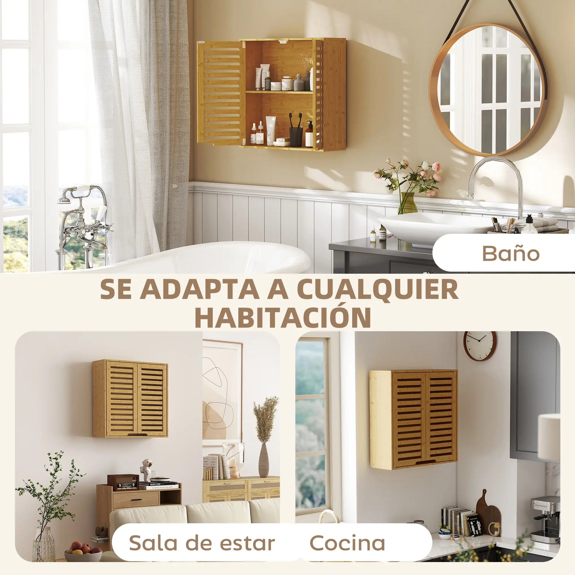 ARMARIO DE BAÑO DE PARED KALEN BAMBOO 60 image 9