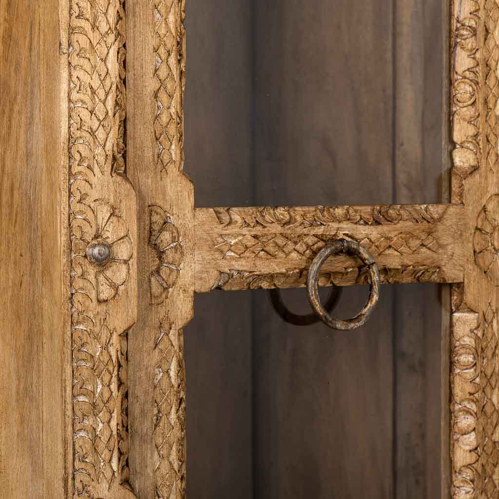 VITRINA DALIAN MARRÓN ARTESANAL DE MADERA Y CRISTAL image 6