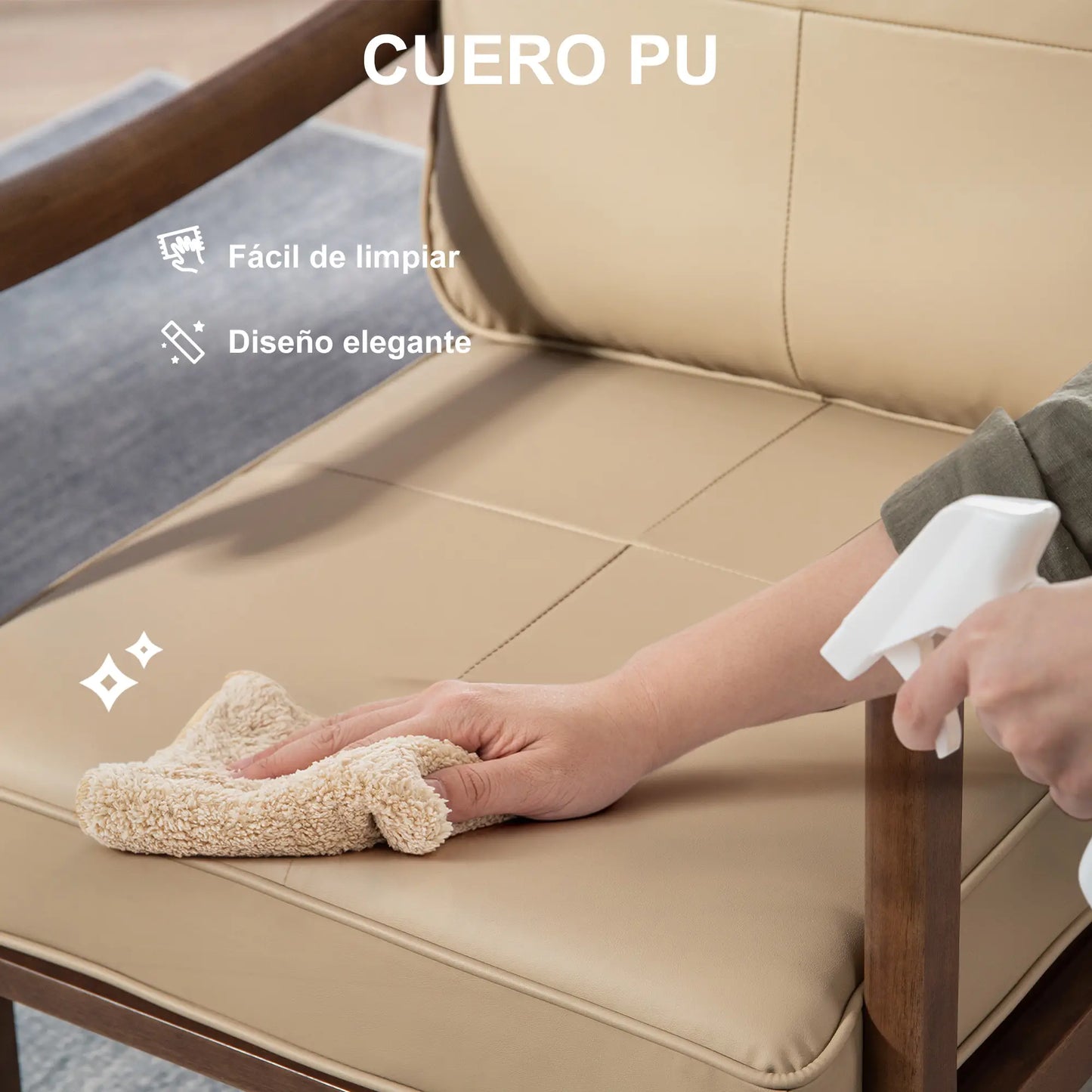 SILLÓN MODELO NOGAL KHAKI – SILLÓN TAPIZADO EN PU image 3