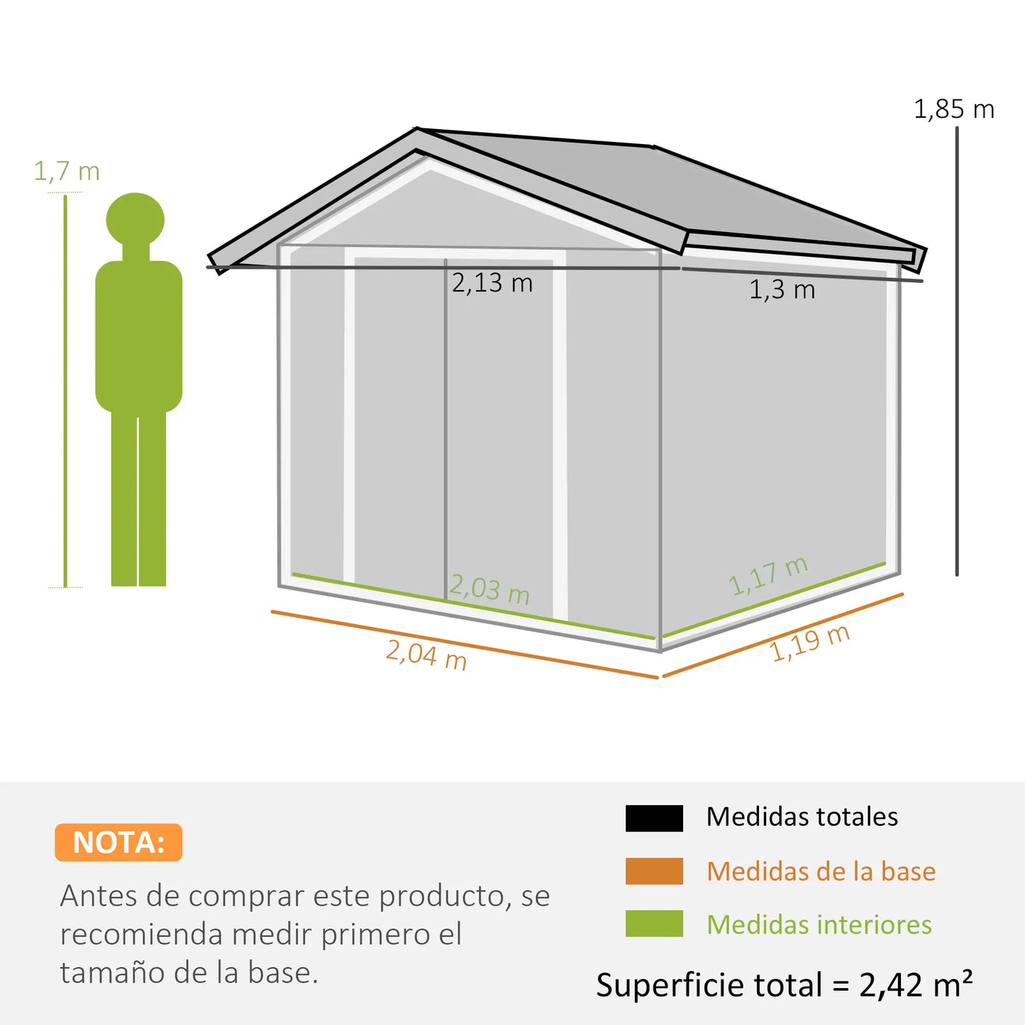 CASETA DE JARDÍN EXTERIOR DE ACERO 213×130×185 CM MARRÓN image 3