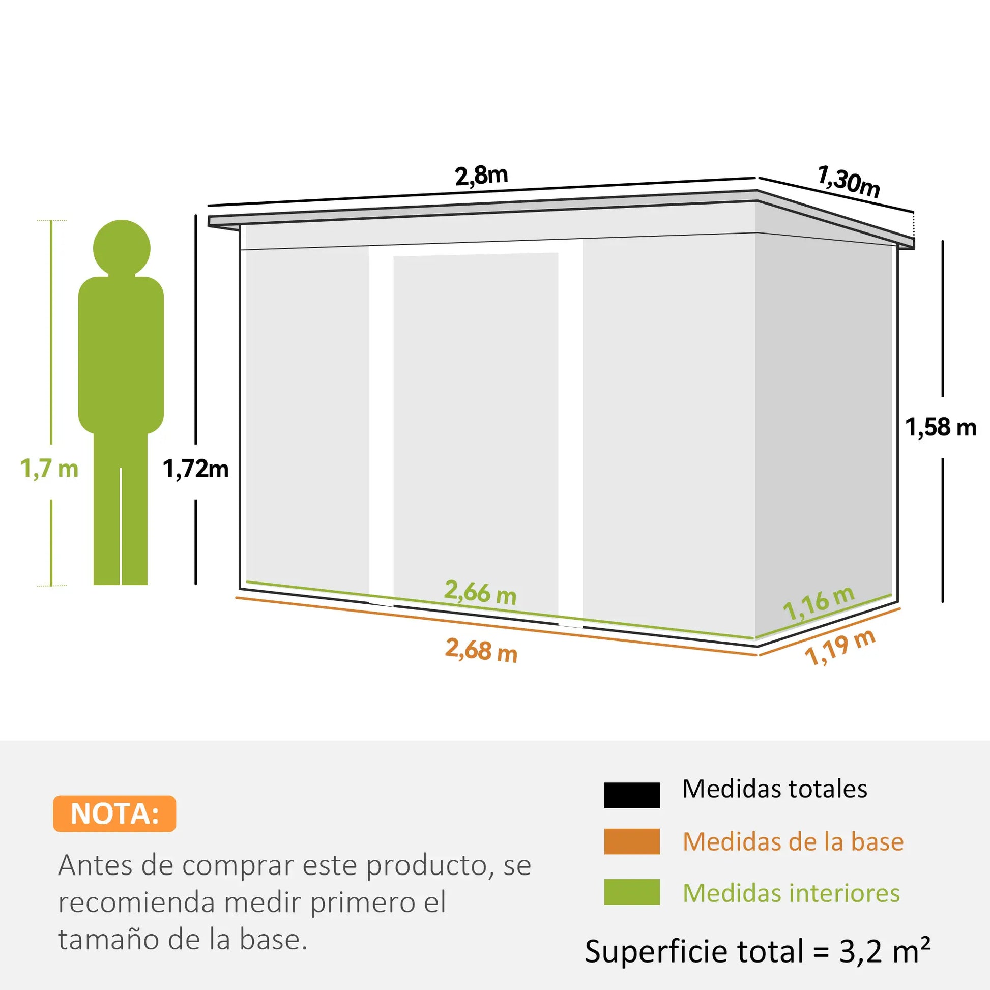 CASETA DE JARDÍN EXTERIOR METÁLICA 3,2 M² GRIS CLARO – MODELO ATARFE image 2