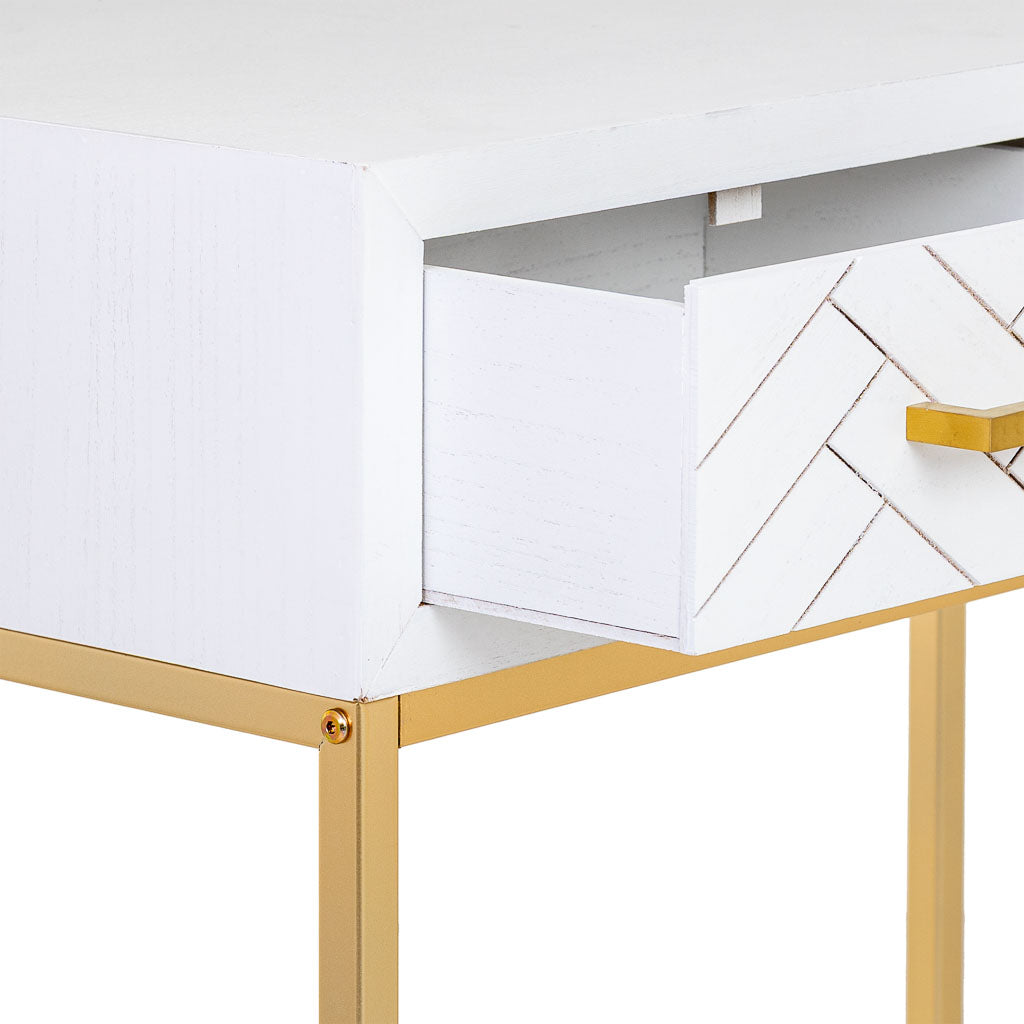 RECIBIDOR MARTA BLANCO CON 2 CAJONES DE MADERA Y METAL image 3