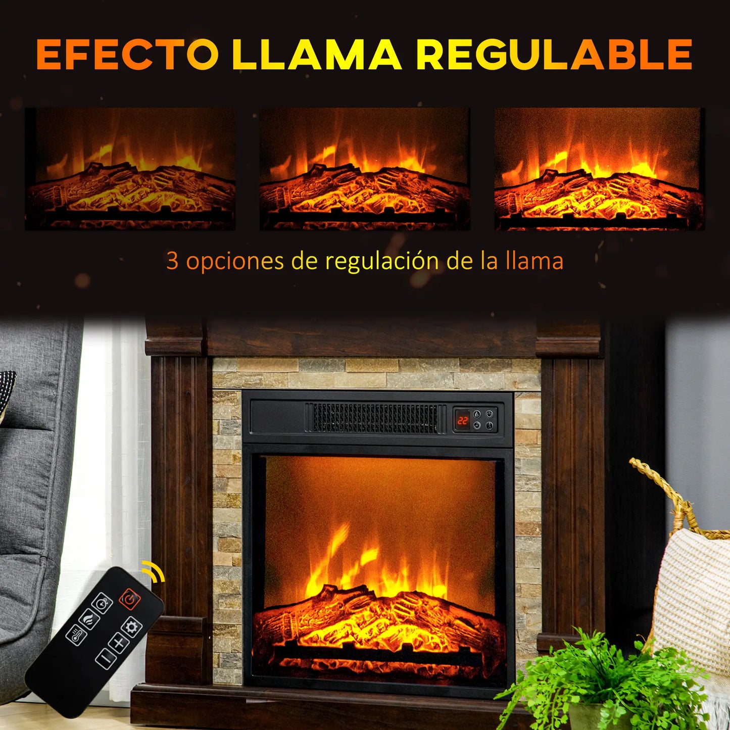 CHIMENEA ELÉCTRICA BROWNFIRE COZY 1800W 80 CM image 2