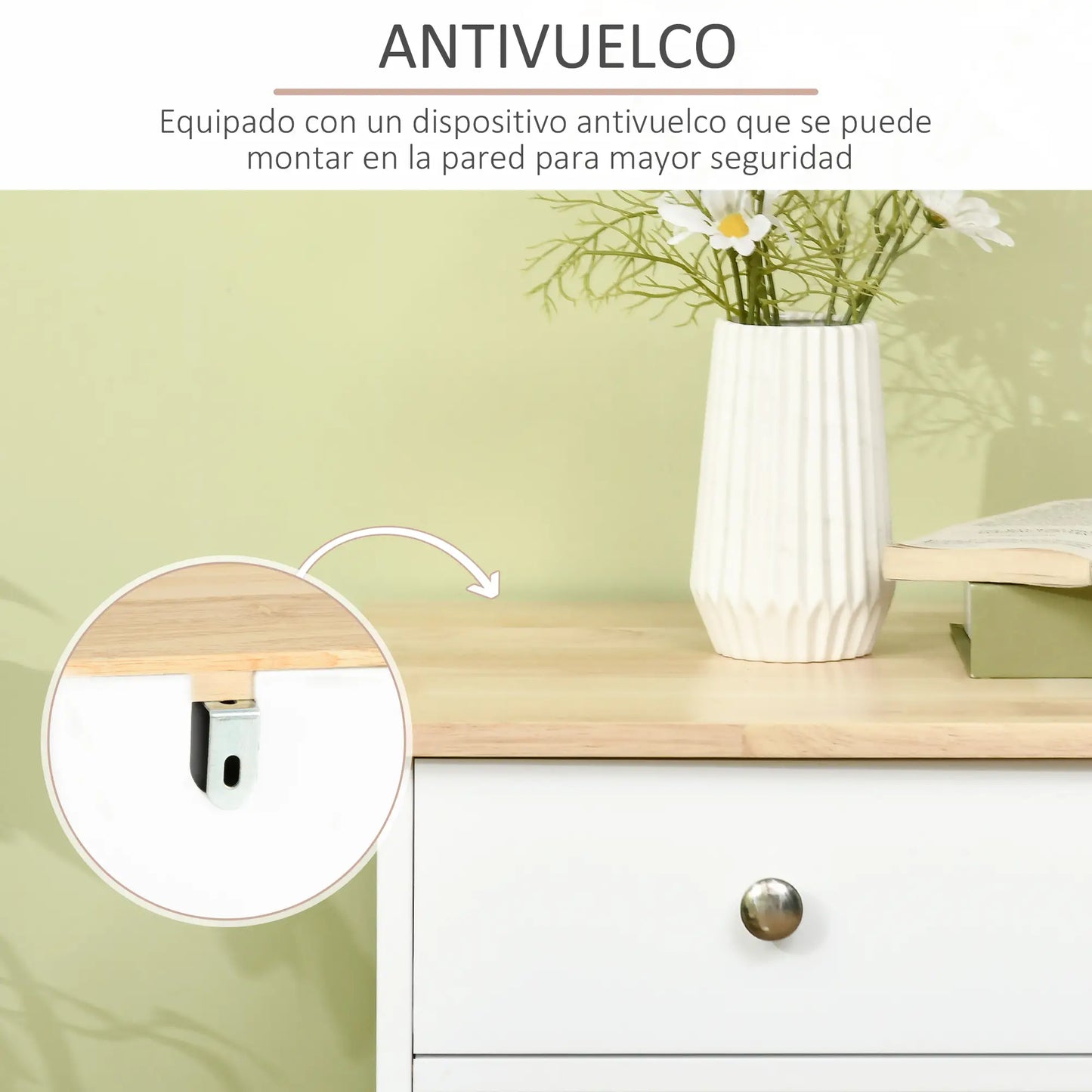 APARADOR DE COCINA BLANCO MODERNO CON 3 CAJONES Y 3 ARMARIOS image 2